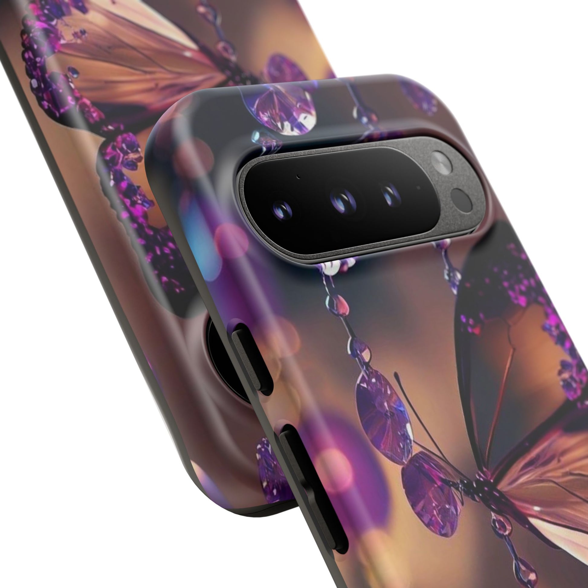 Purple Butterfly Tough Cases for iPhones, Samsung, and Pixel