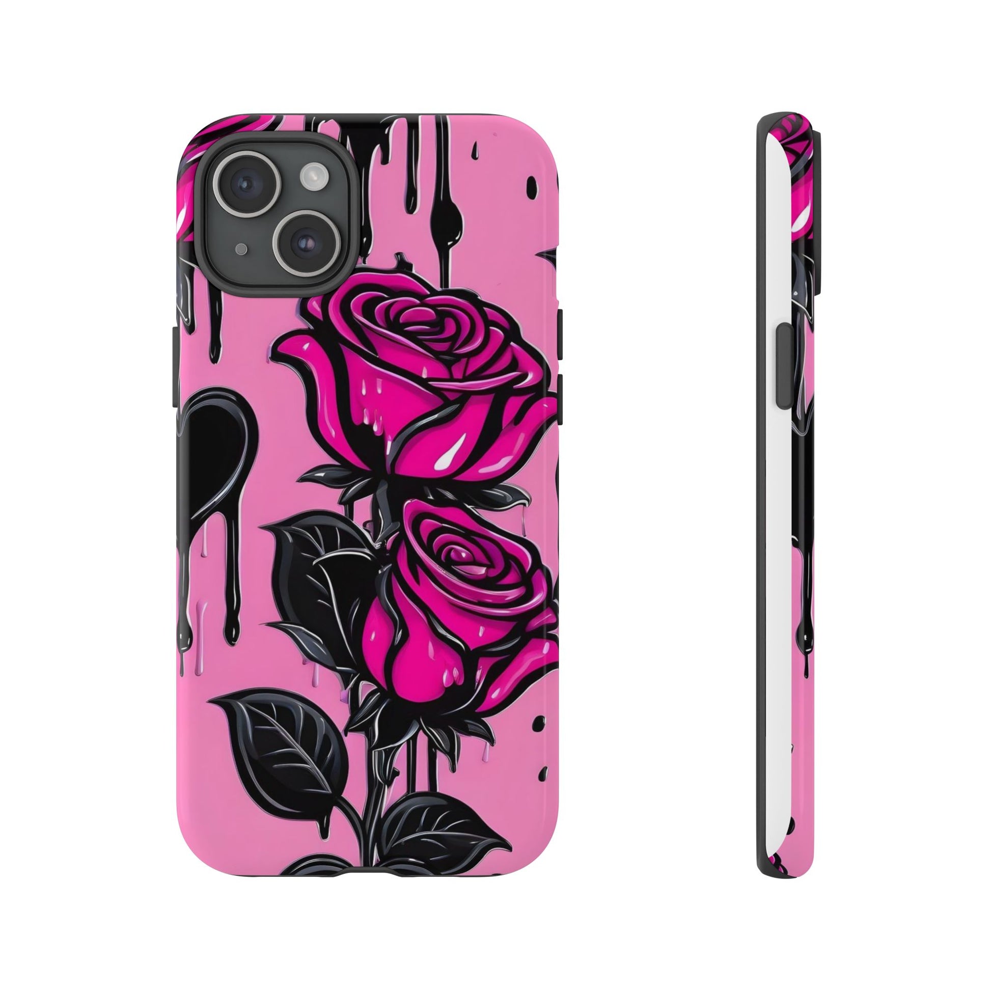 Pink Rose Tough Girly Cases for iPhones, Samsung, and Pixel