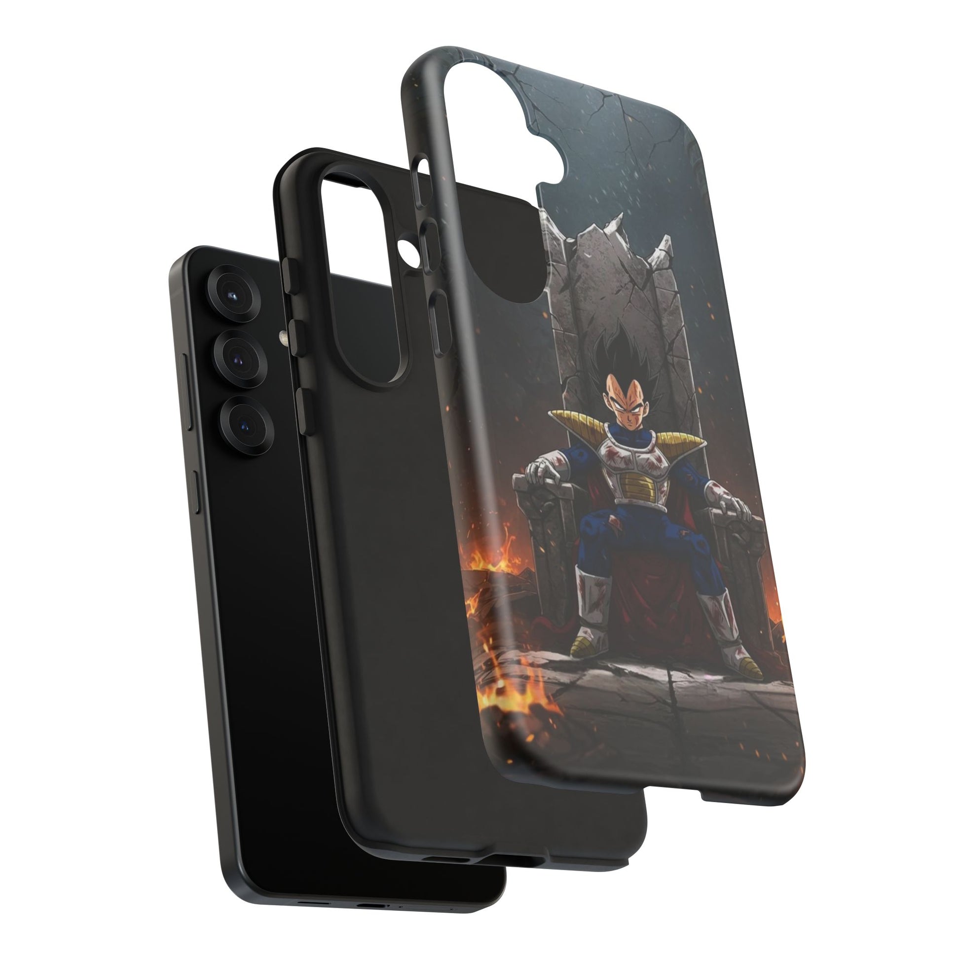 Vegeta on Throne DBZ Theme Tough Cases for iPhones, Samsung, and Pixel
