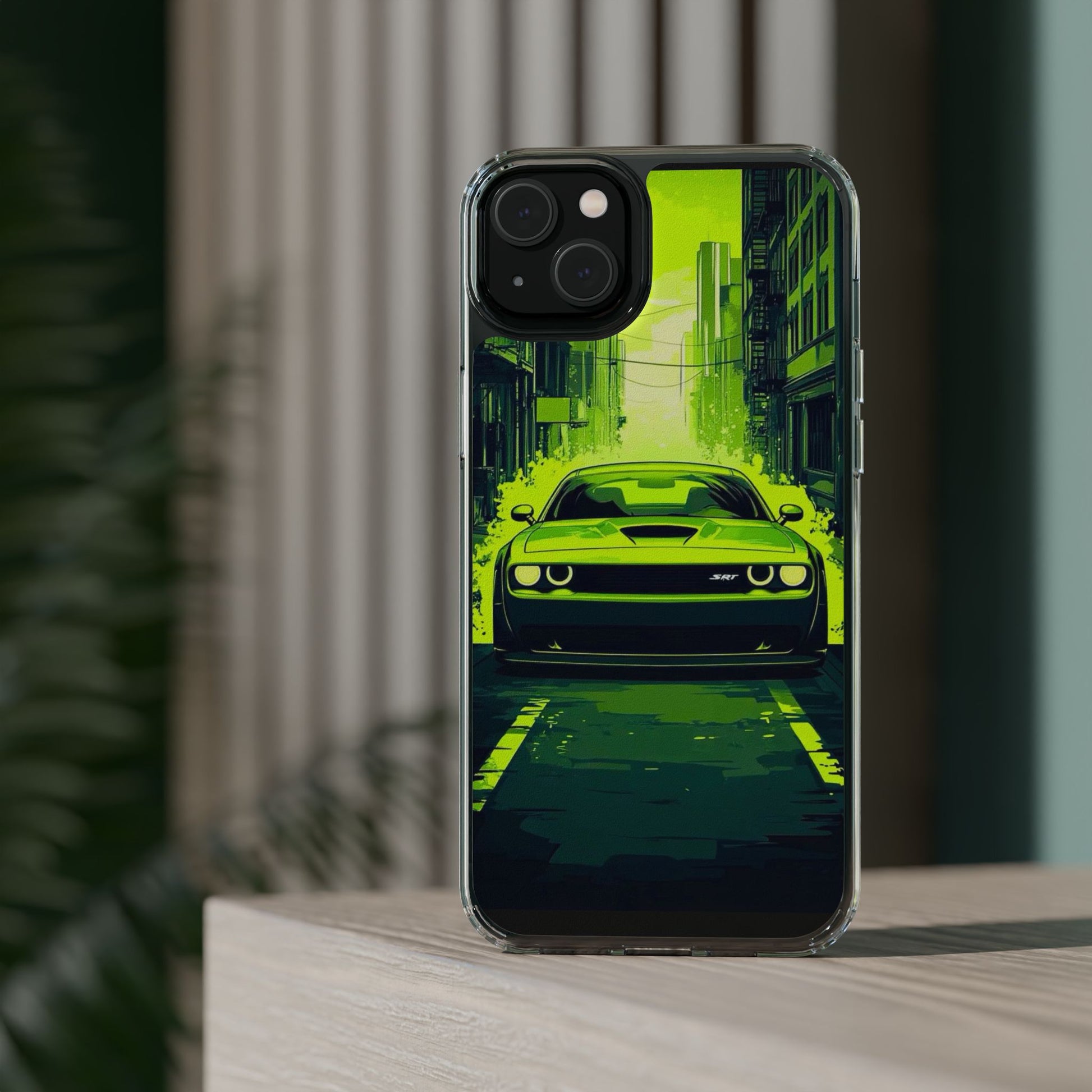 Neon Dodge Challenger Hellcat Phone case for Select Iphones and Samsung phones