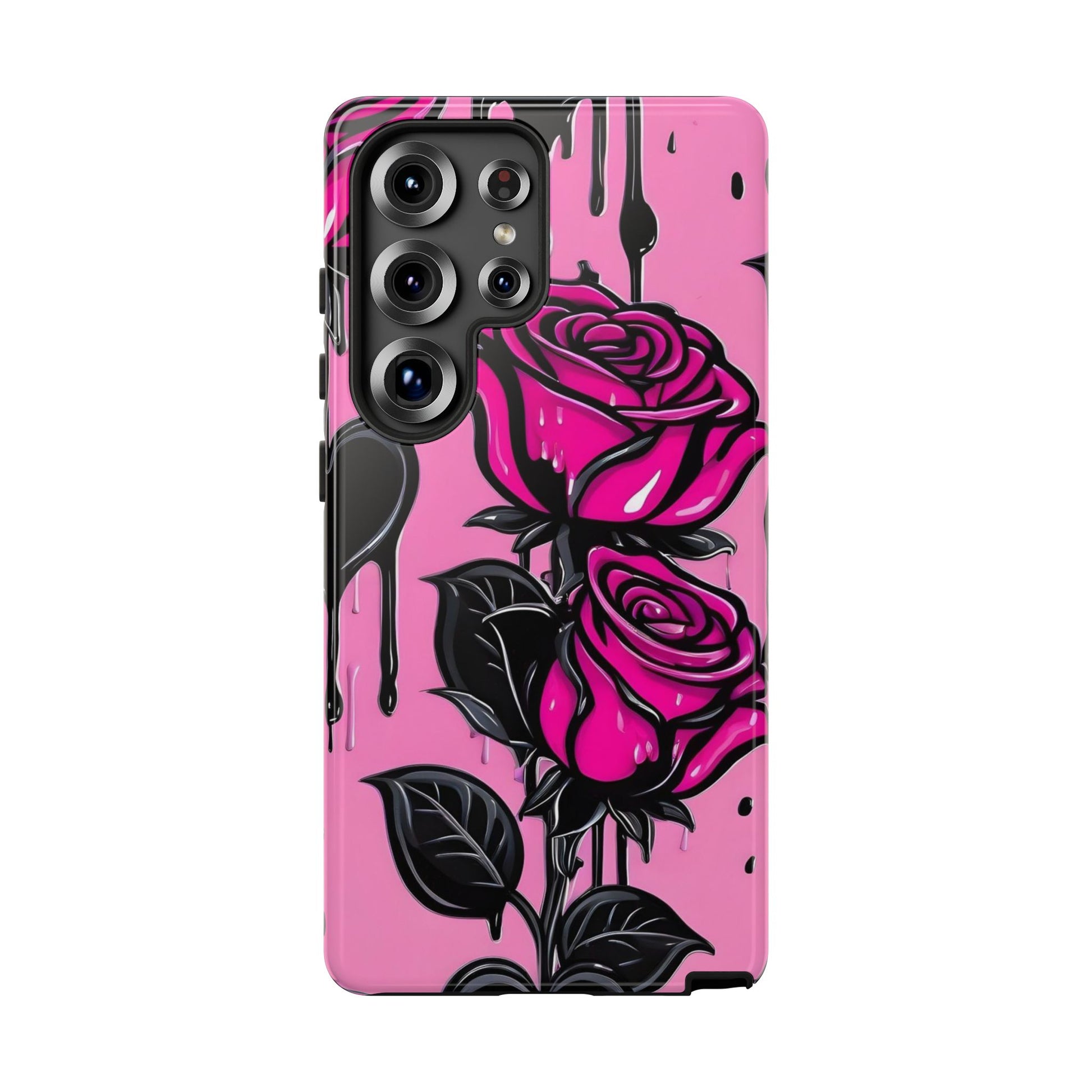 Pink Rose Tough Girly Cases for iPhones, Samsung, and Pixel