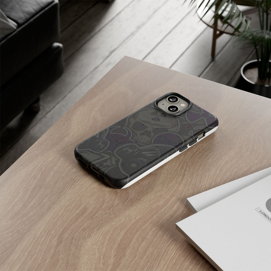 Tough Cases Phone Case, Edgy Skull Design Phone Cover, Gothic Cell Phone Shell