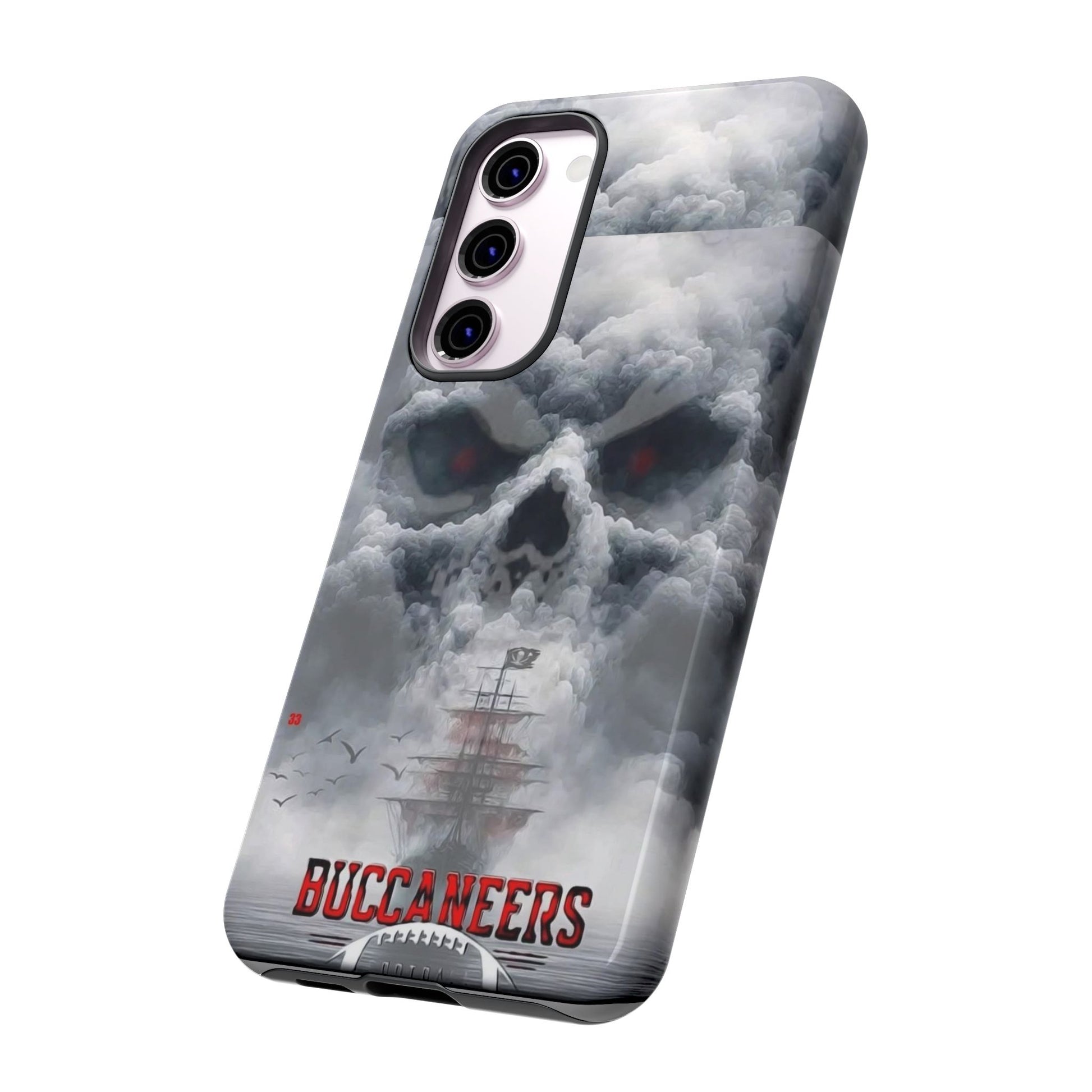 Skull Pirate Ship Football Buccaneers Tough Cases for iPhones, Samsung, and Pixel