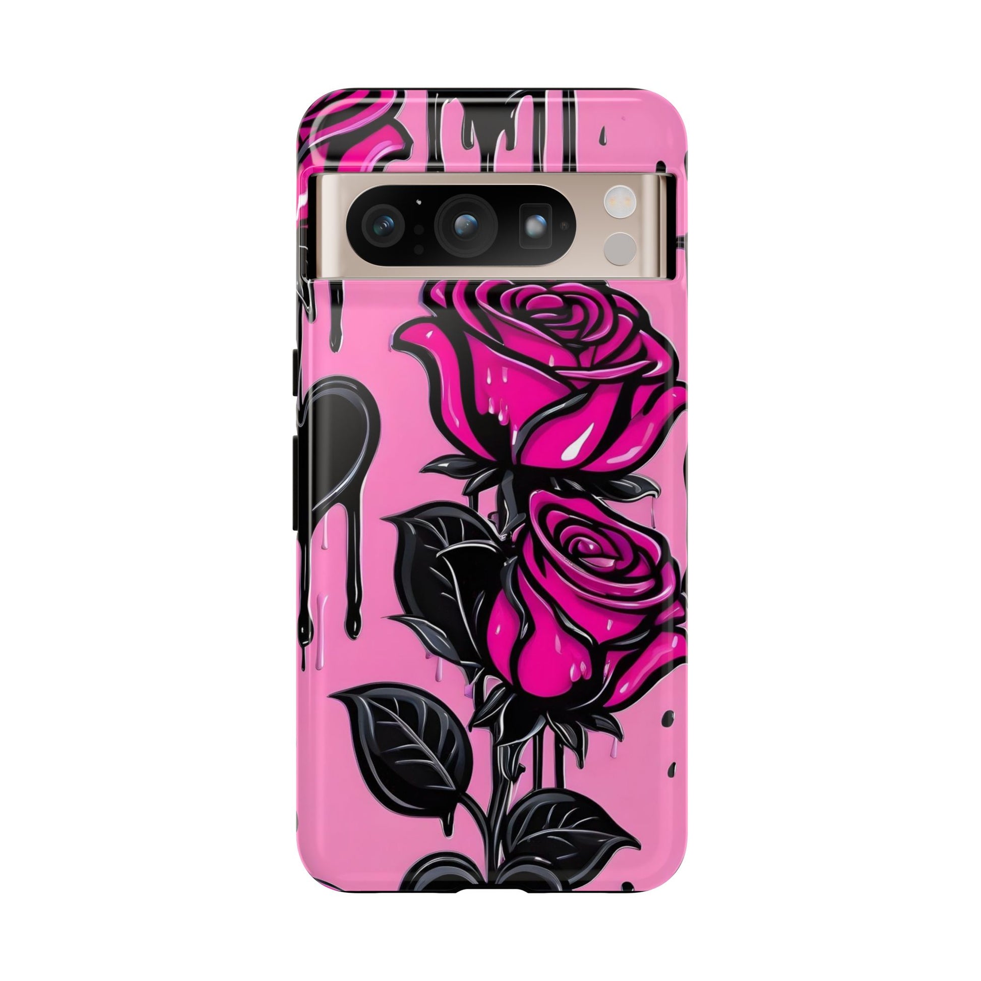 Pink Rose Tough Girly Cases for iPhones, Samsung, and Pixel