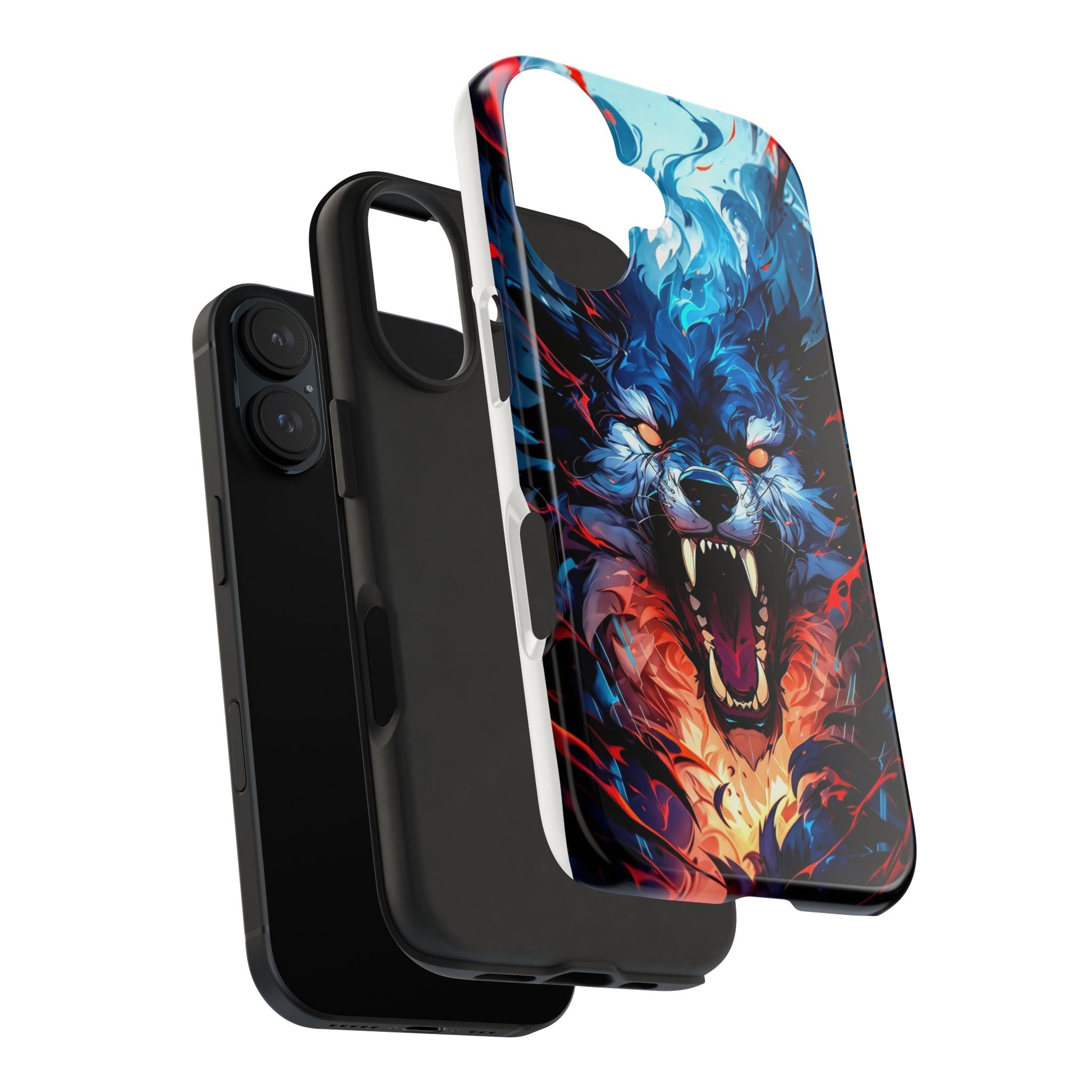 Aggressive Wolf Art Themed Tough Phone Cases for Iphones & Samsung Phones