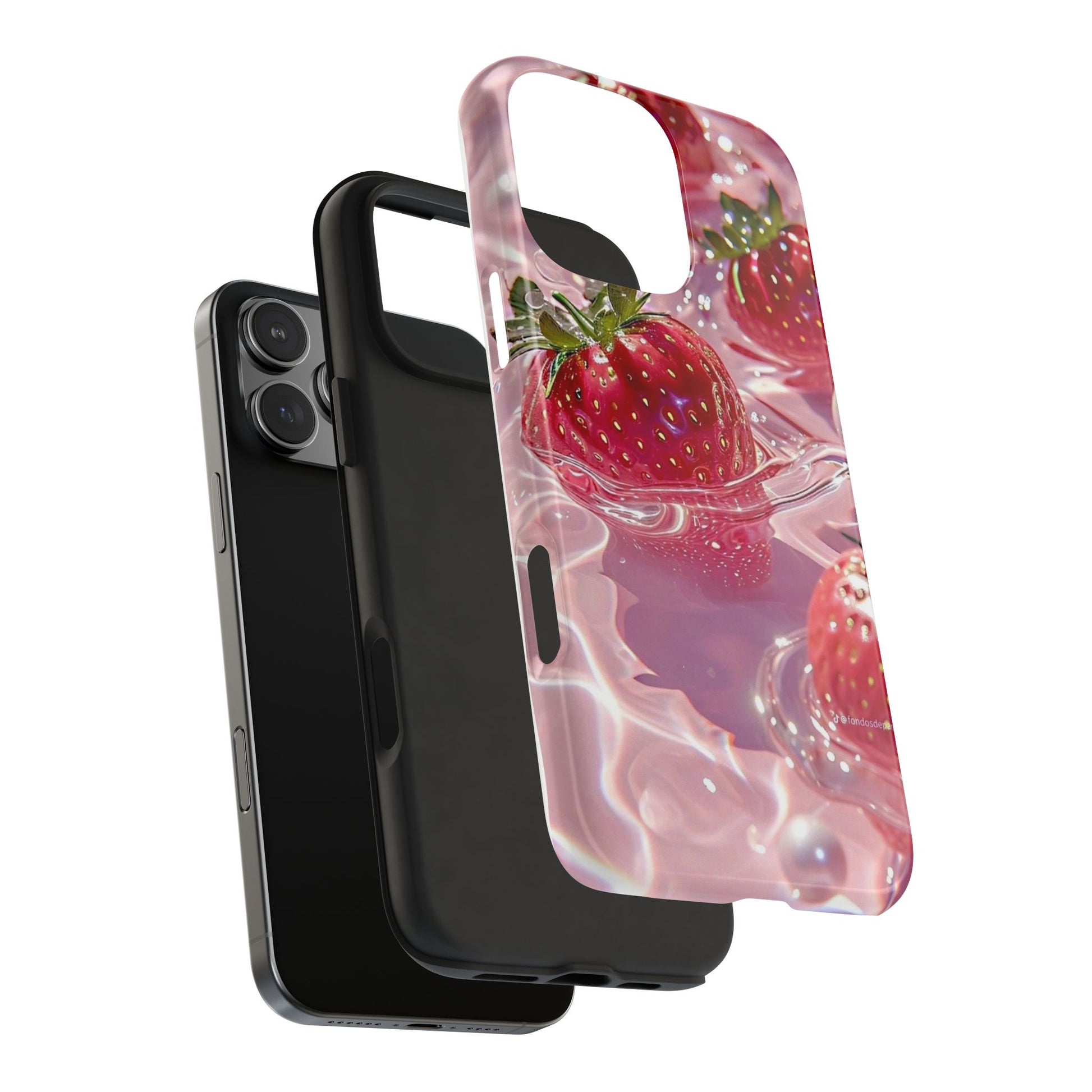 Floating Strawberries Themed Tough Phone Cases for Iphones & Samsung Phones