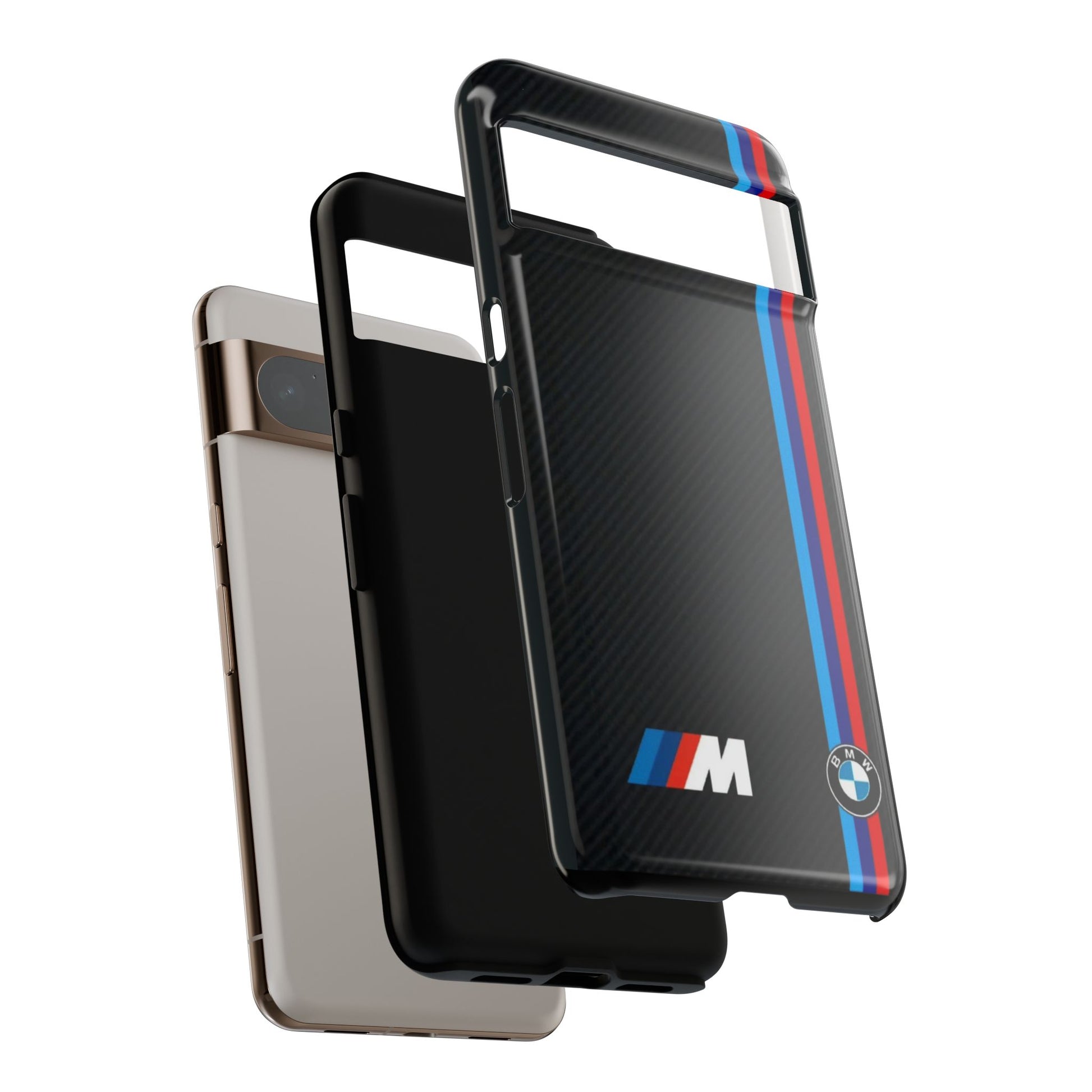 BMW M Stripes Carbon Fiber Design Tough Cases for iPhones, Samsung, and Pixel