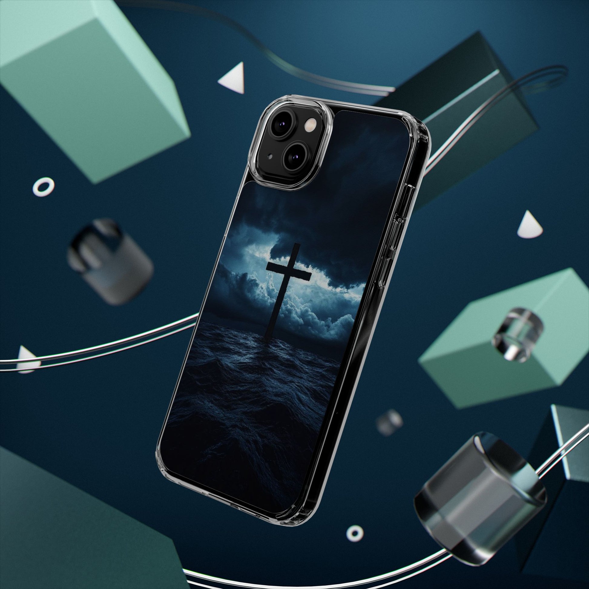 Christian Cross Storm Clear Case - Religious iPhone Samsung Cover, Faith Phone