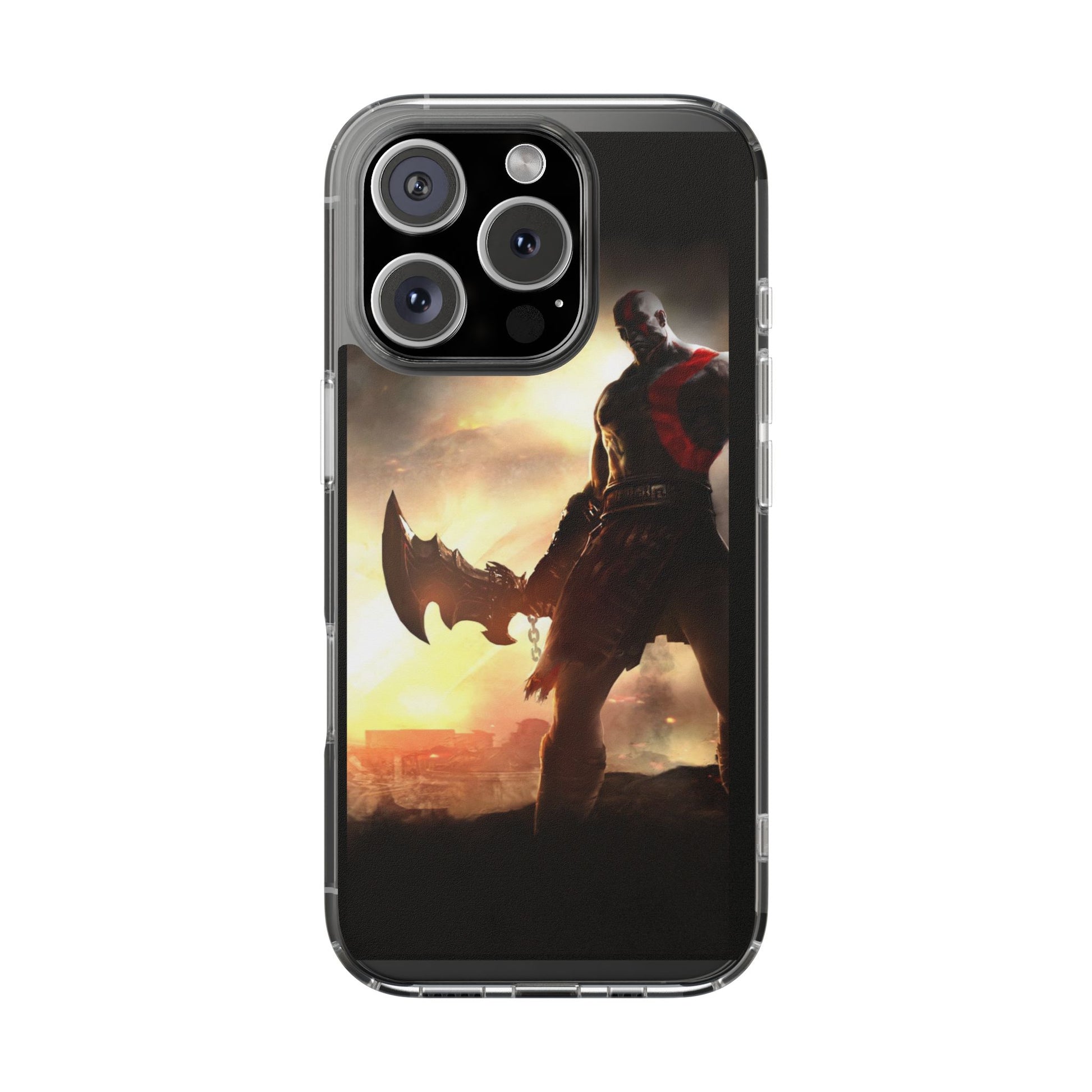 Phone Case, Gaming Inspired War God Clear Case for Gamers, PS4 Fans,