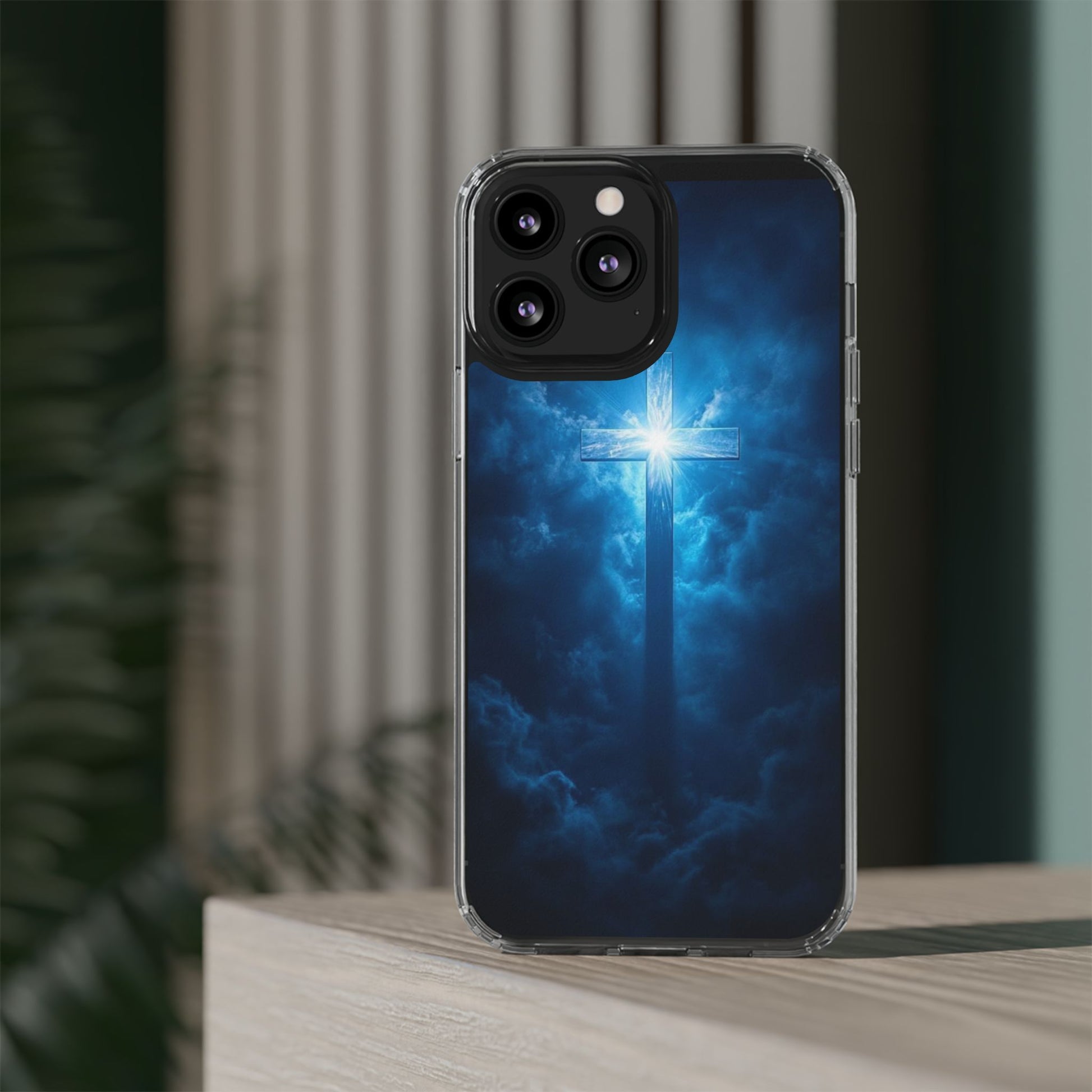 Religious Phone Case, Christian Cross in Clouds Art, Phone Accessories, Samsung