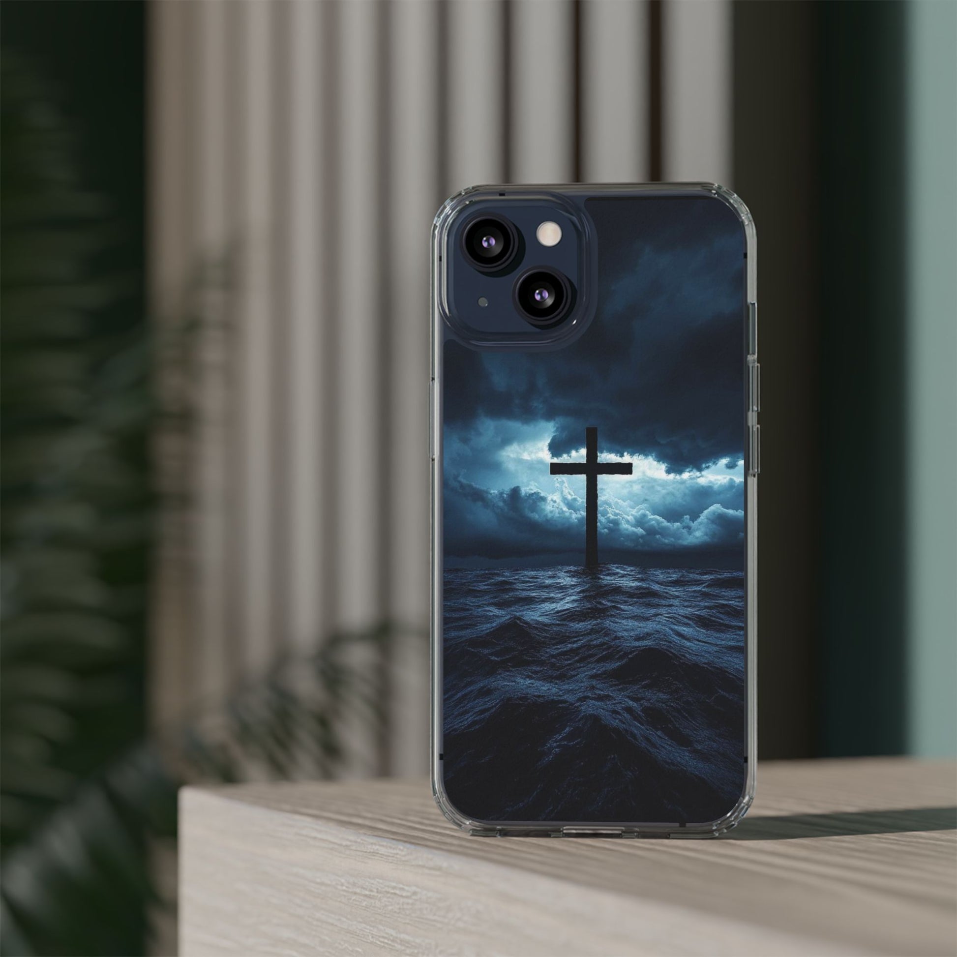 Christian Cross Storm Clear Case - Religious iPhone Samsung Cover, Faith Phone