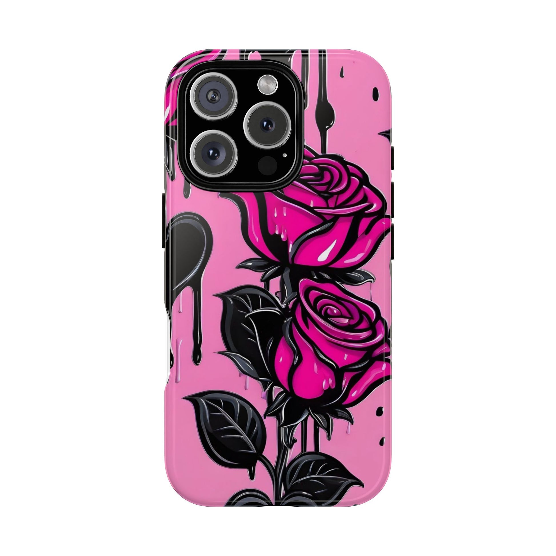 Pink Rose Tough Girly Cases for iPhones, Samsung, and Pixel