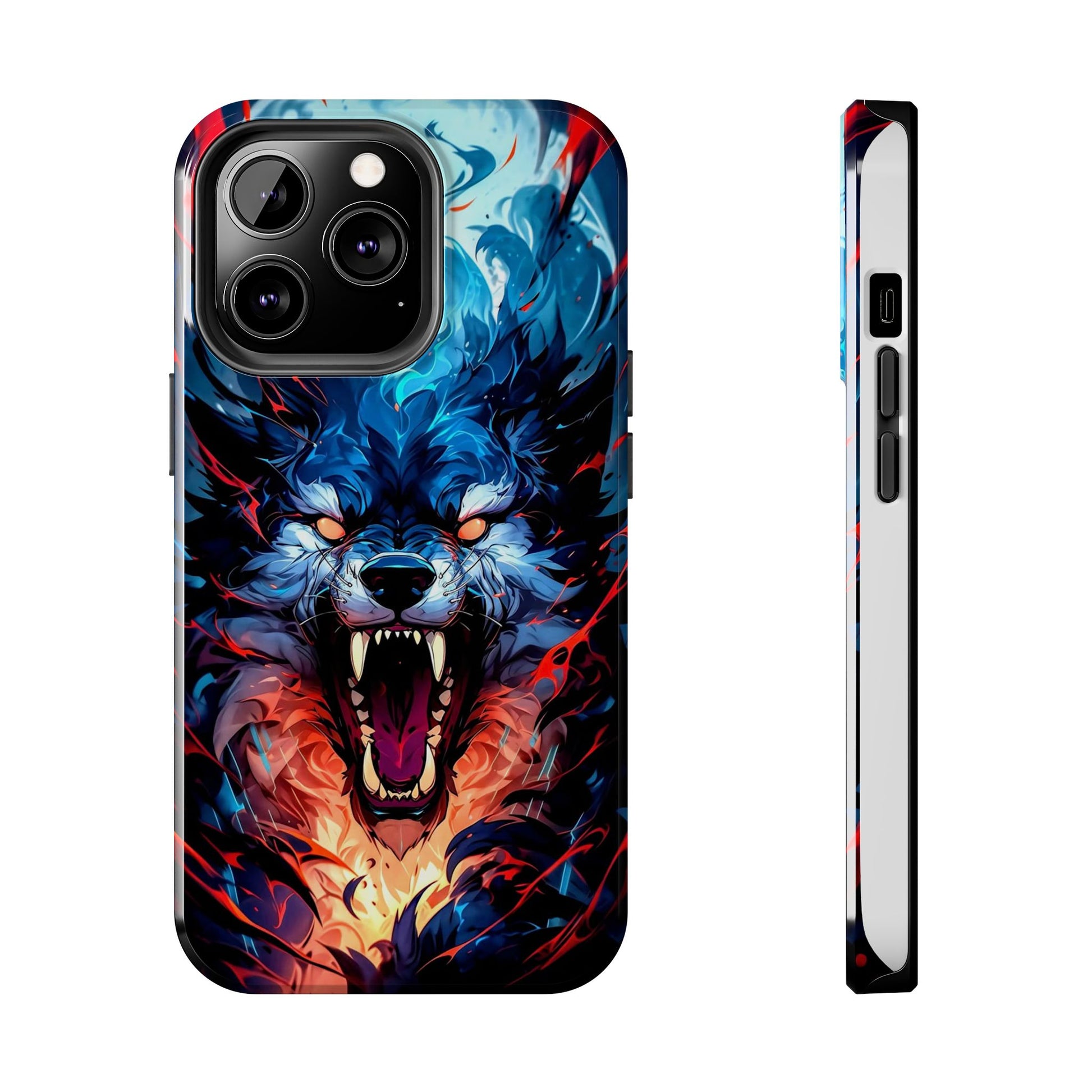 Aggressive Wolf Art Themed Tough Phone Cases for Iphones & Samsung Phones