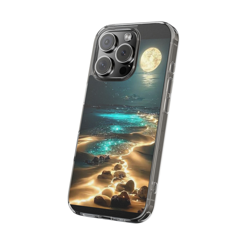 Neon Moonlight on the Beach Iphone, Samsung case