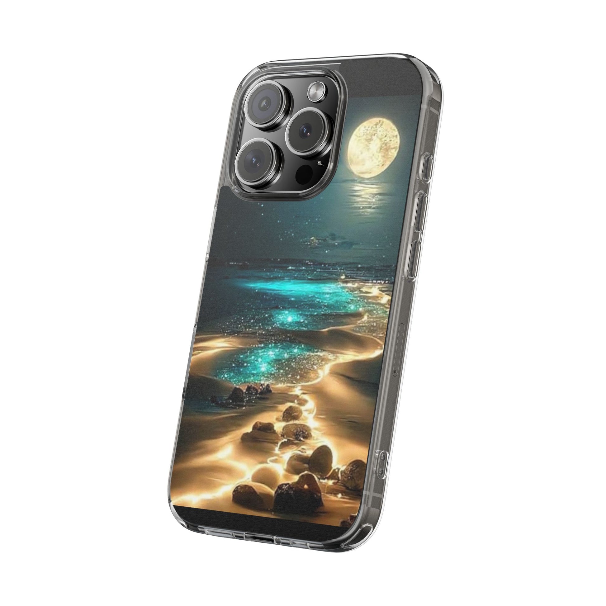 Neon Moonlight on the Beach Iphone, Samsung case