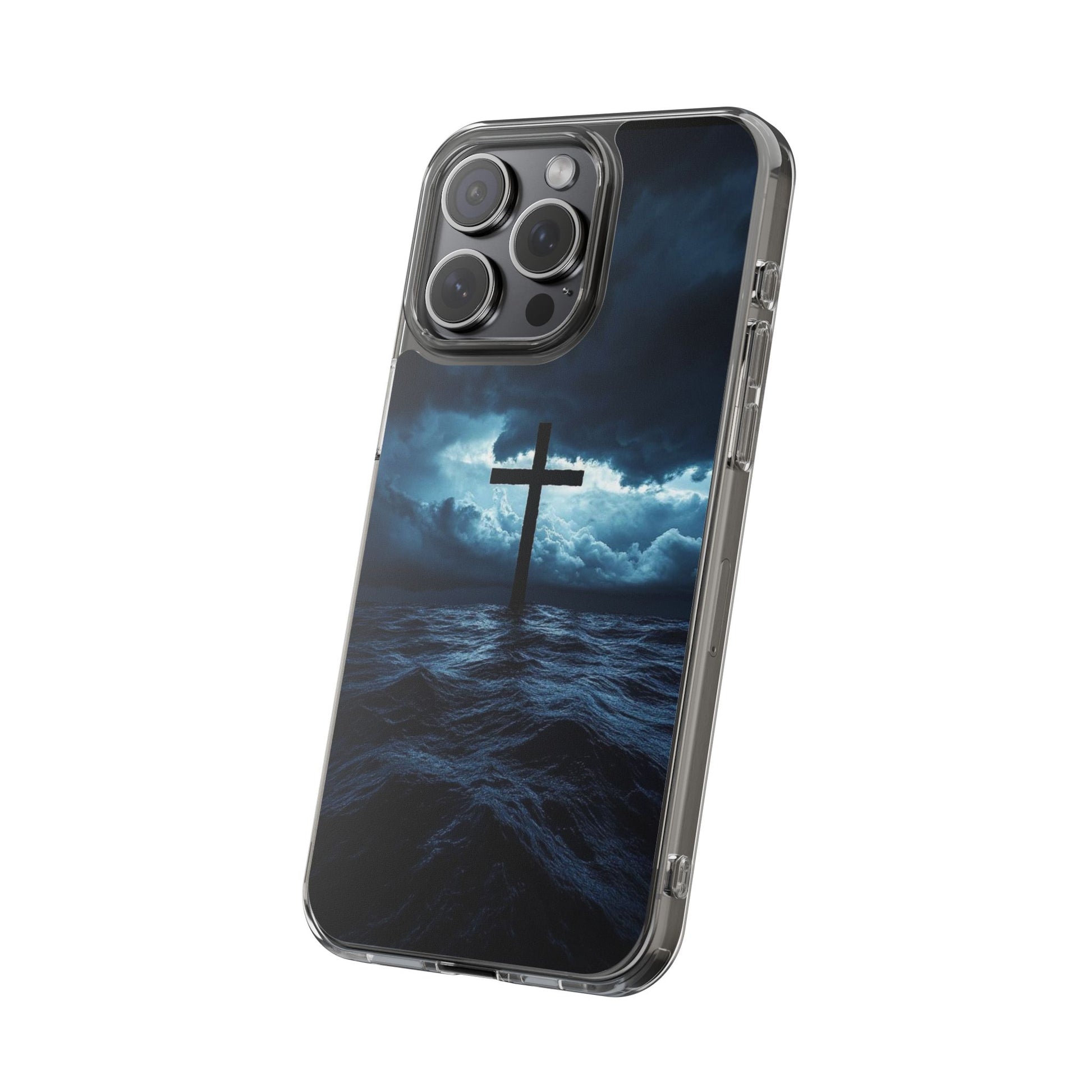 Christian Cross Storm Clear Case - Religious iPhone Samsung Cover, Faith Phone