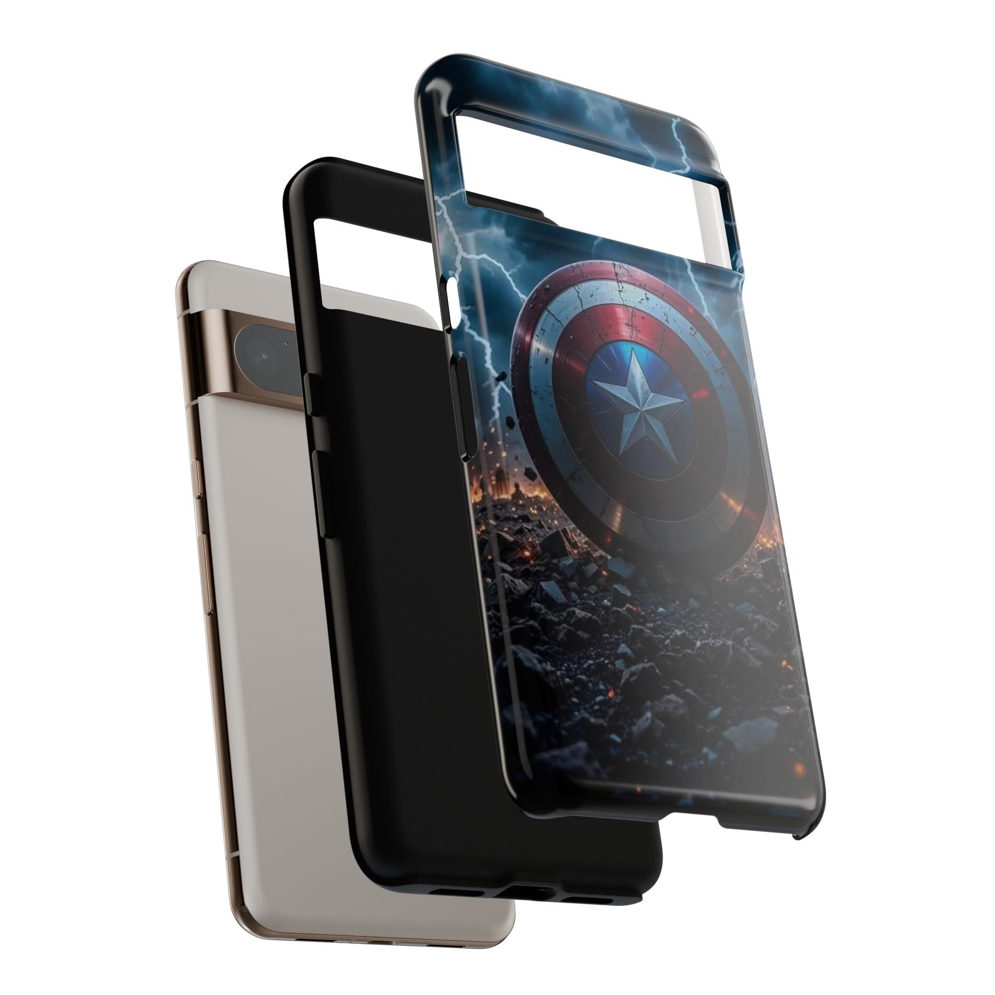 Captain America Shield Tough Cases for iPhones, Samsung, and Pixel