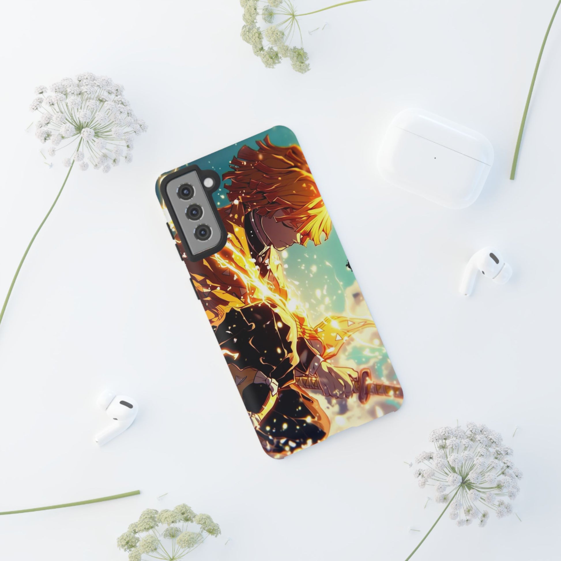 Demon Slayer Zenitsu Anime Theme Phone Case, Tough Cases for iPhones, Samsung, and Pixel