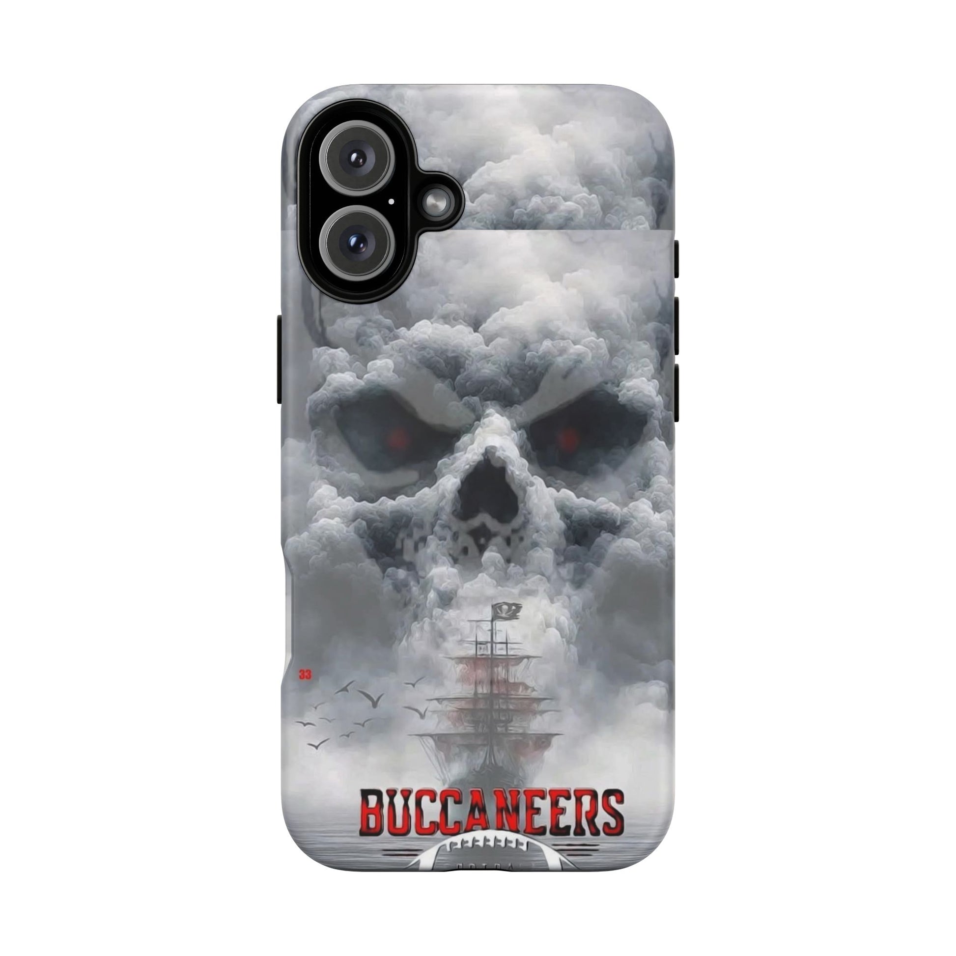 Skull Pirate Ship Football Buccaneers Tough Cases for iPhones, Samsung, and Pixel