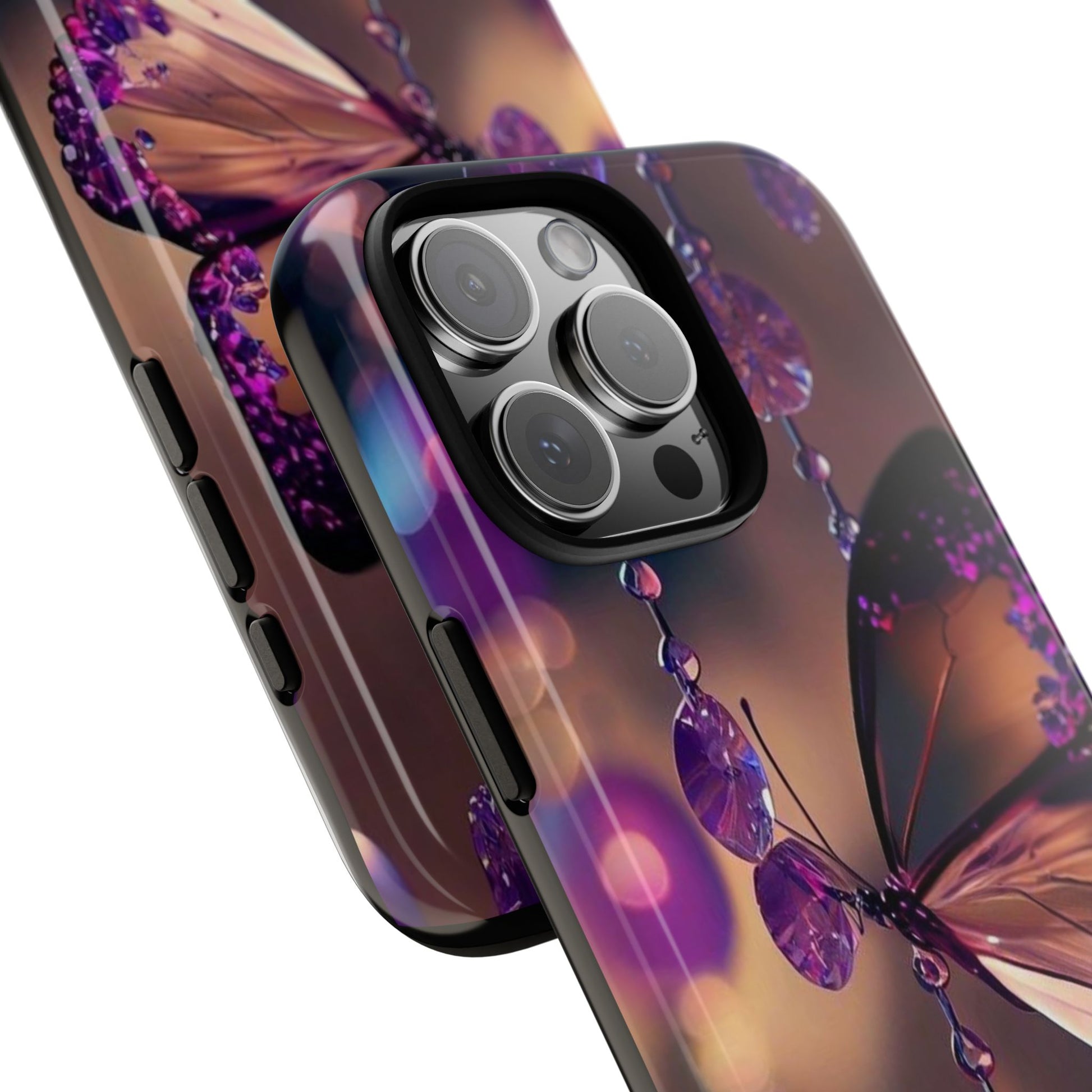 Purple Butterfly Tough Cases for iPhones, Samsung, and Pixel