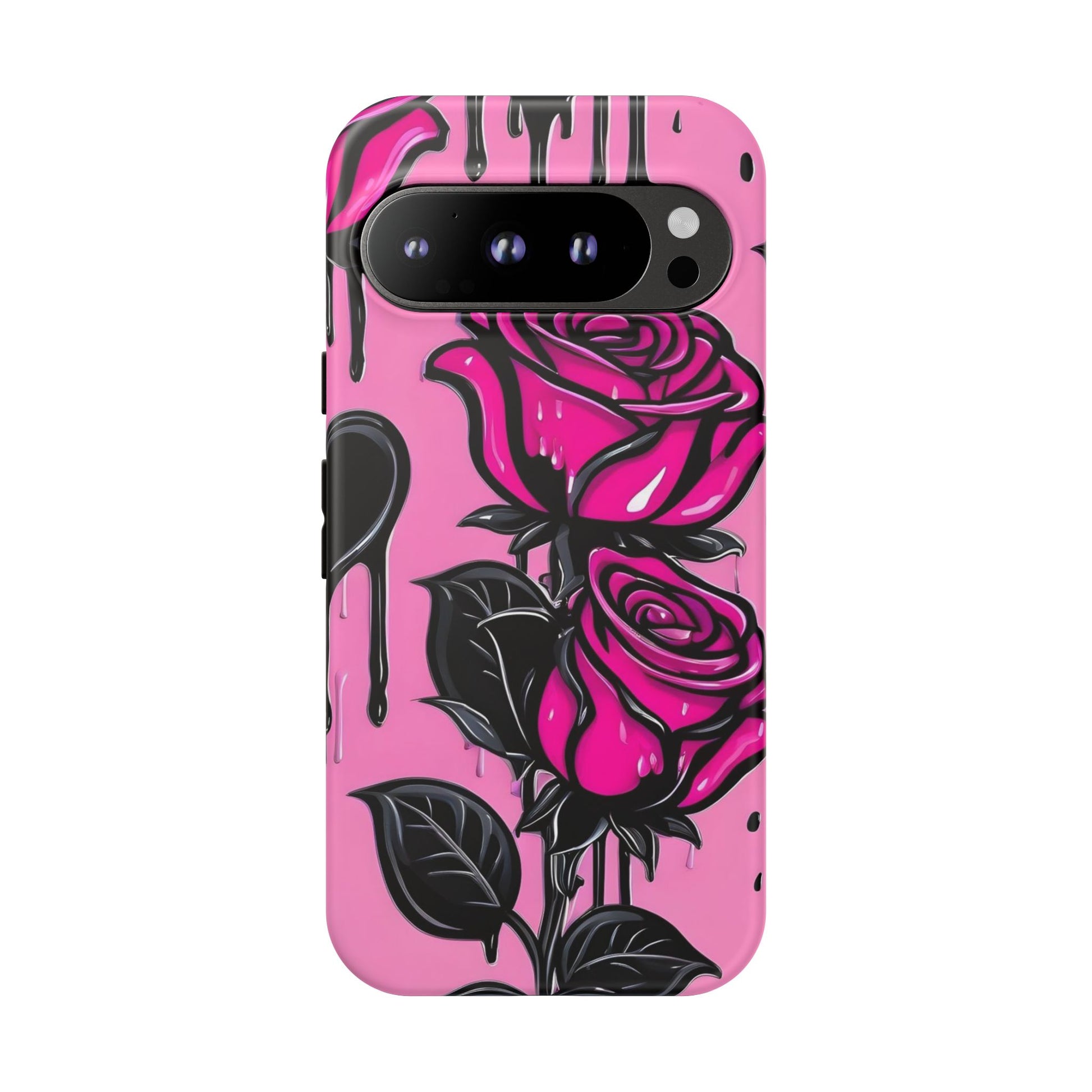 Pink Rose Tough Girly Cases for iPhones, Samsung, and Pixel
