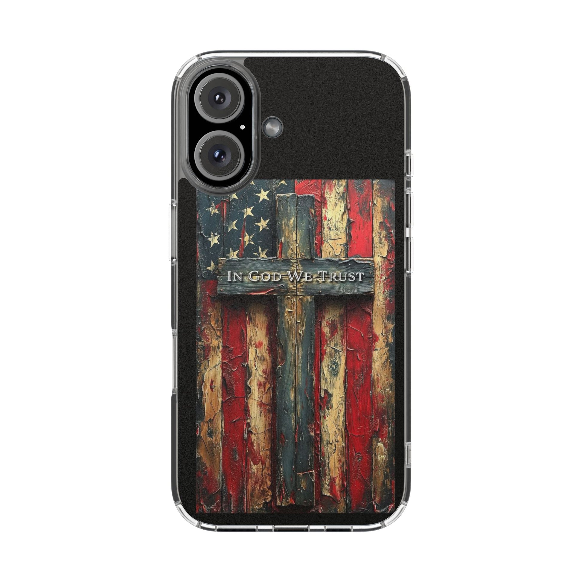 In God We Trust American Flag Clear Case for Iphone Samsung, Religious