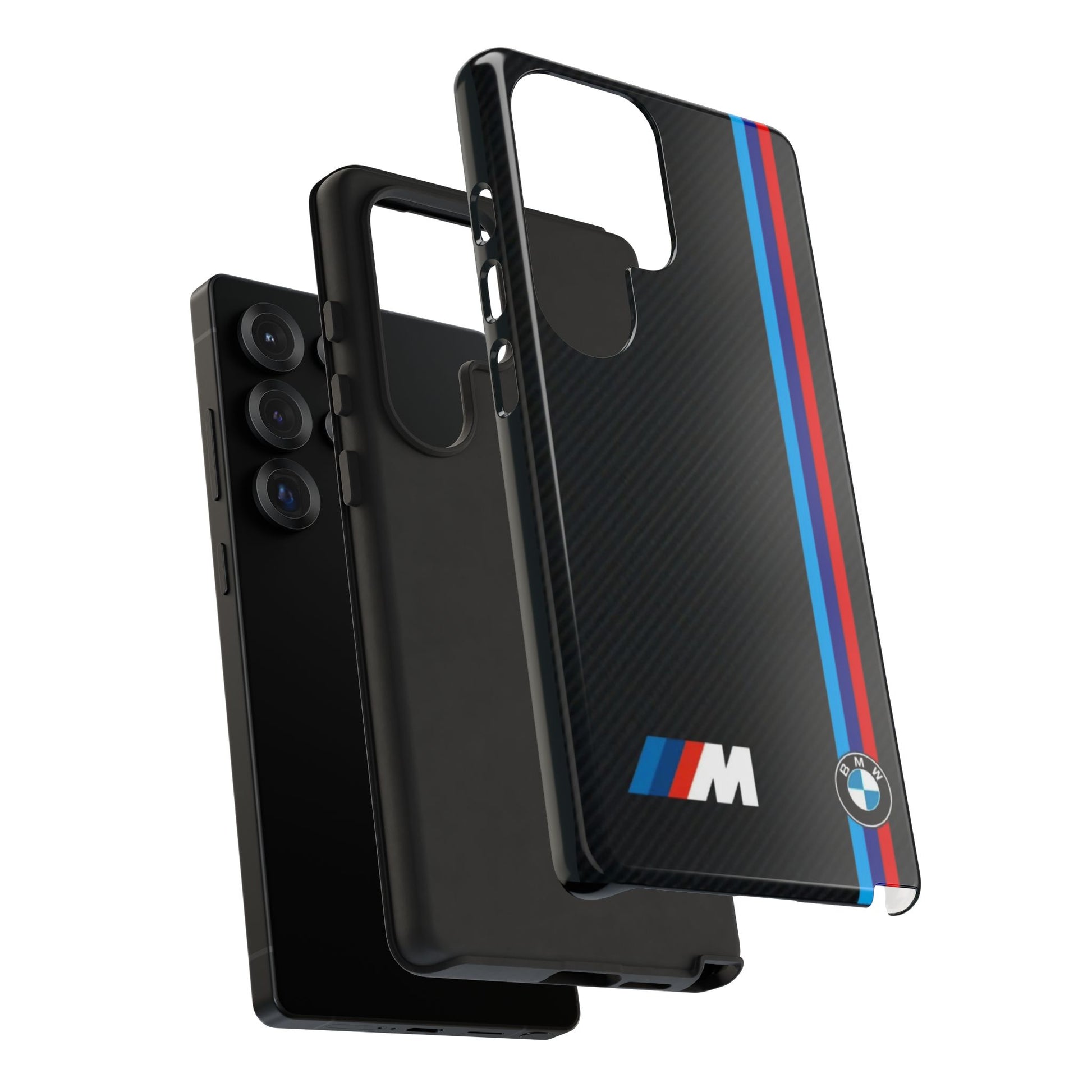 BMW M Stripes Carbon Fiber Design Tough Cases for iPhones, Samsung, and Pixel