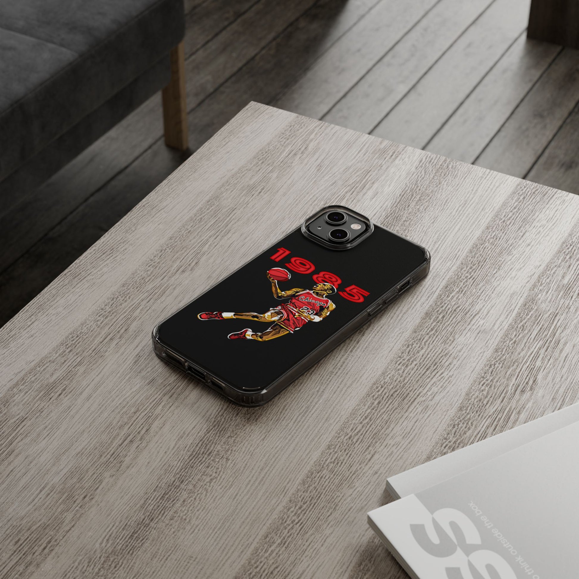 1985 Jordan Slam Dunk themed Basketball Inspired design Clear Phone Cases