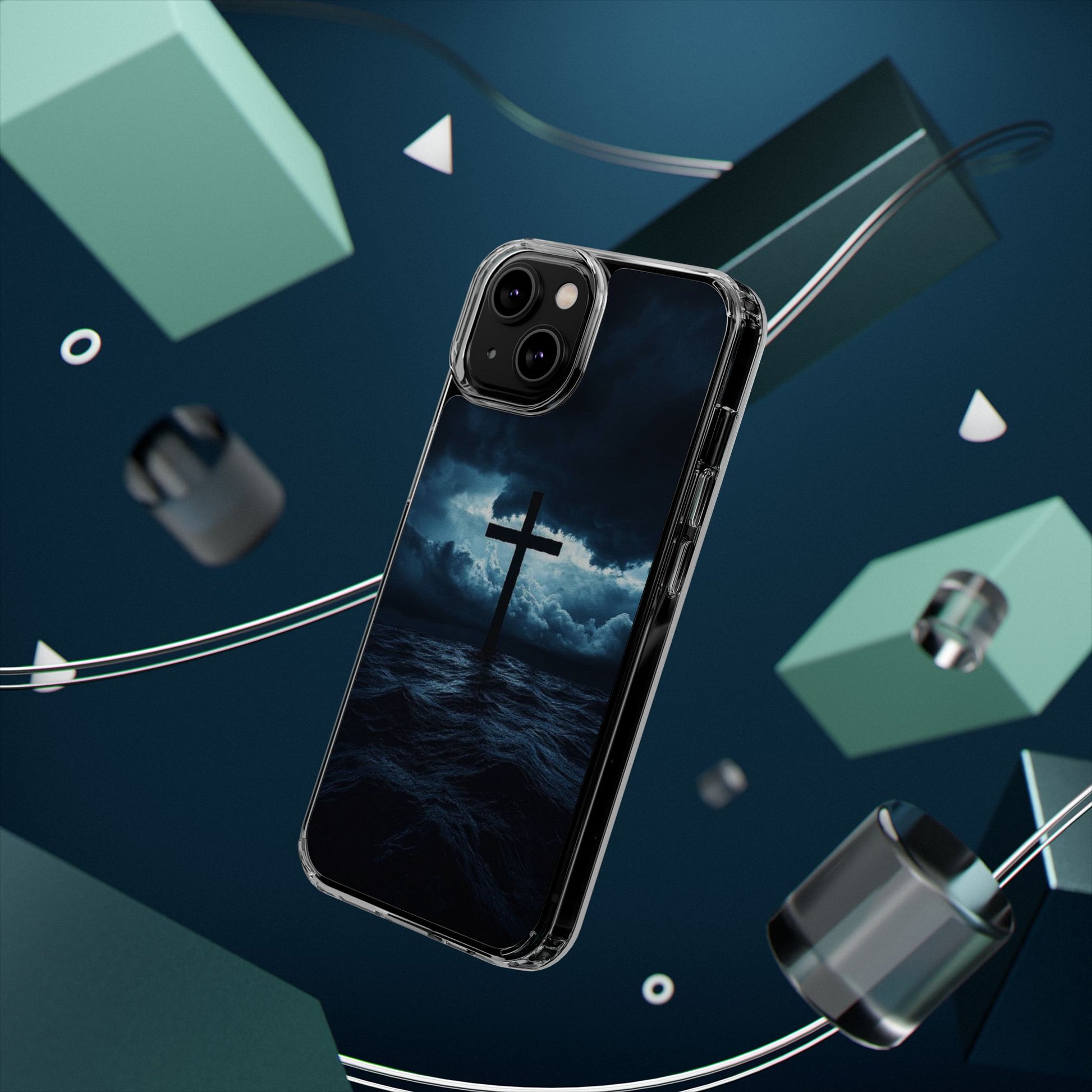 Christian Cross Storm Clear Case - Religious iPhone Samsung Cover, Faith Phone