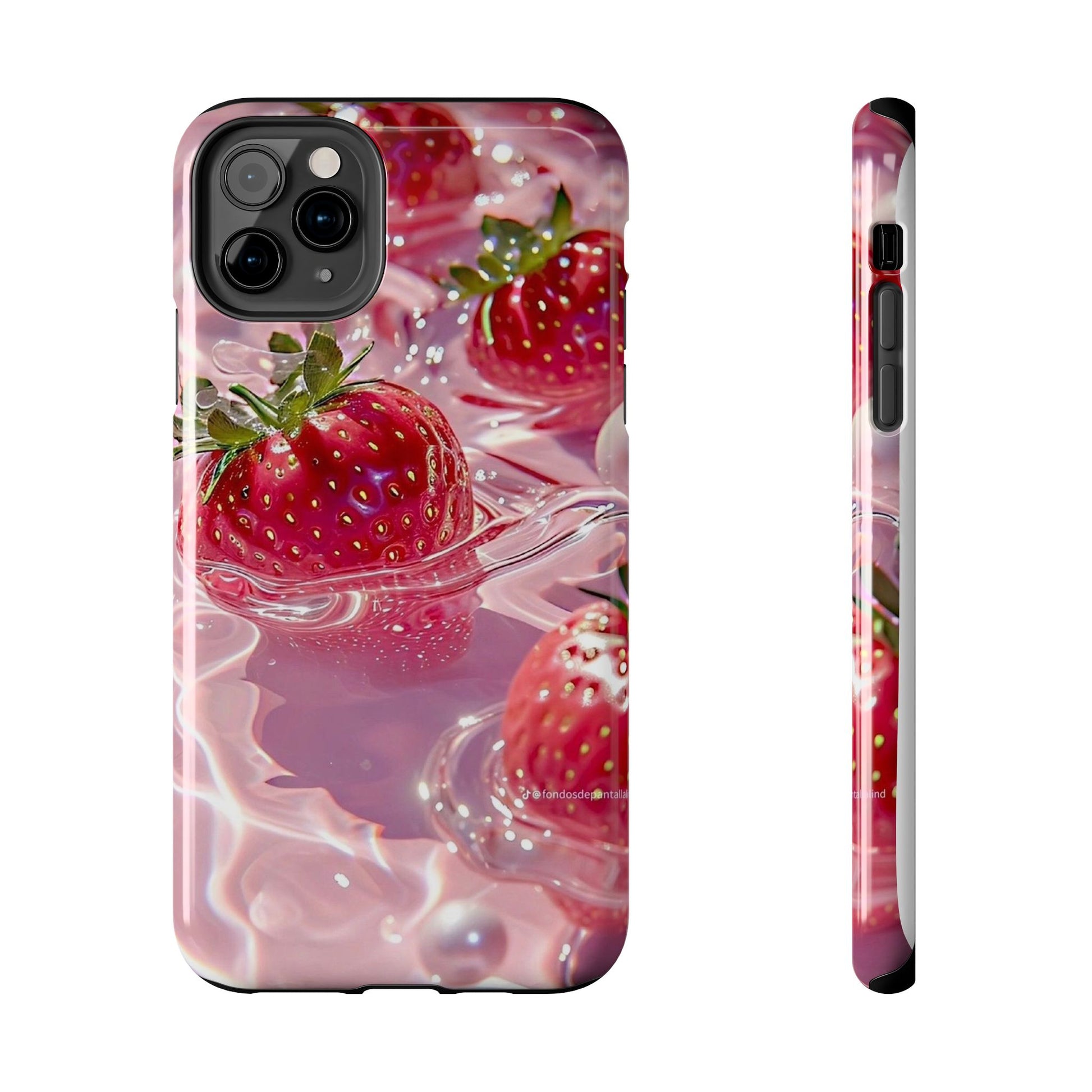 Floating Strawberries Themed Tough Phone Cases for Iphones & Samsung Phones