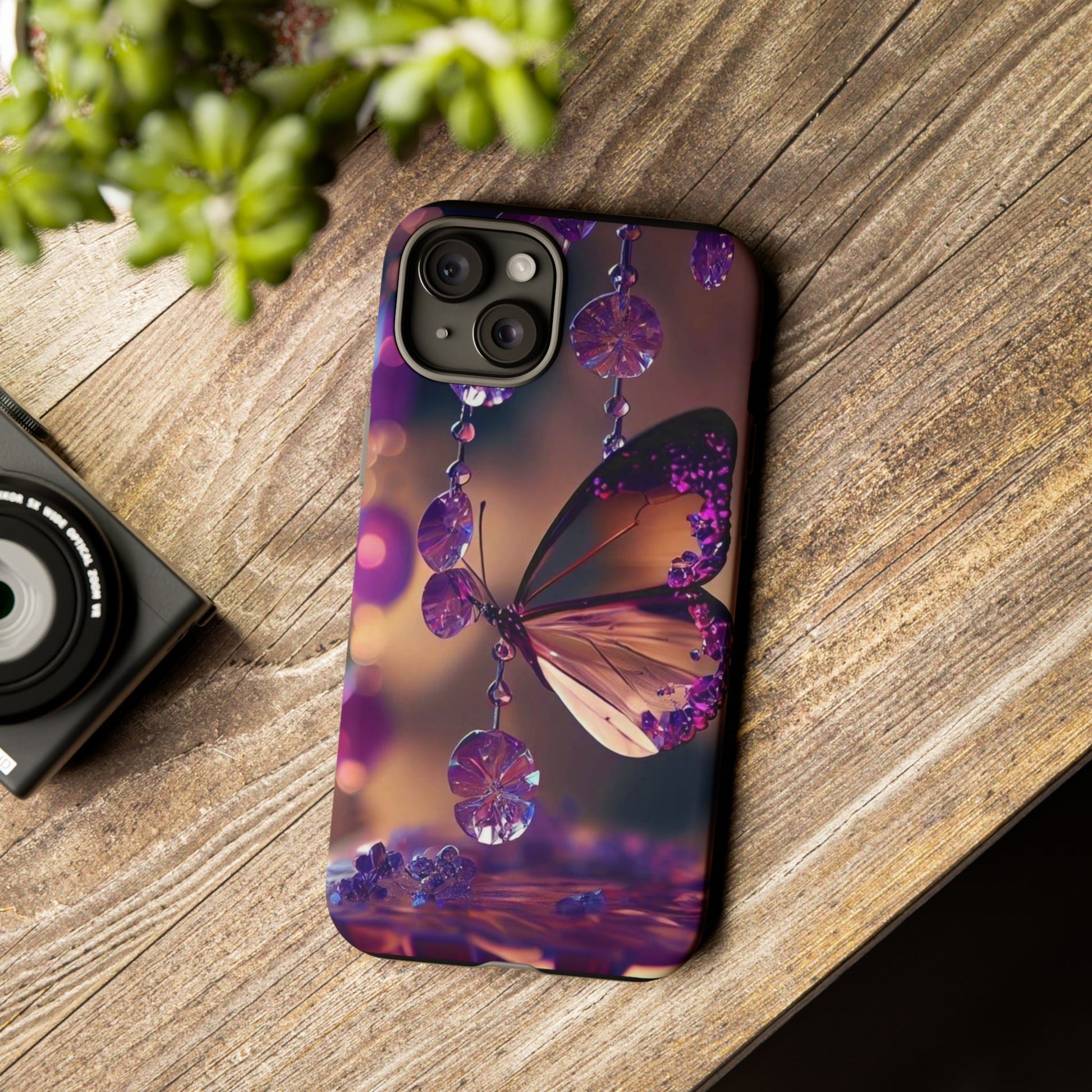Purple Butterfly Tough Cases for iPhones, Samsung, and Pixel
