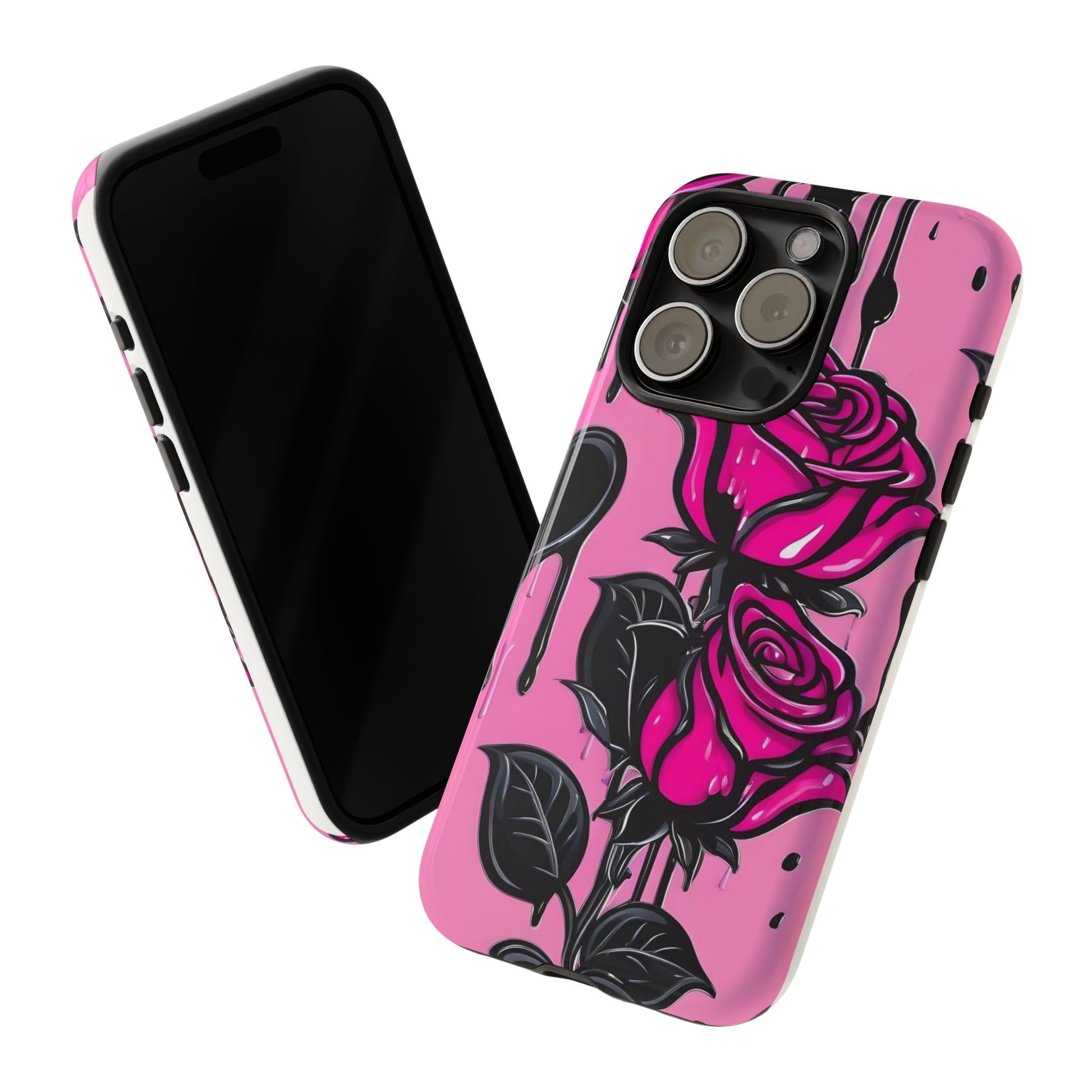 Pink Rose Tough Girly Cases for iPhones, Samsung, and Pixel