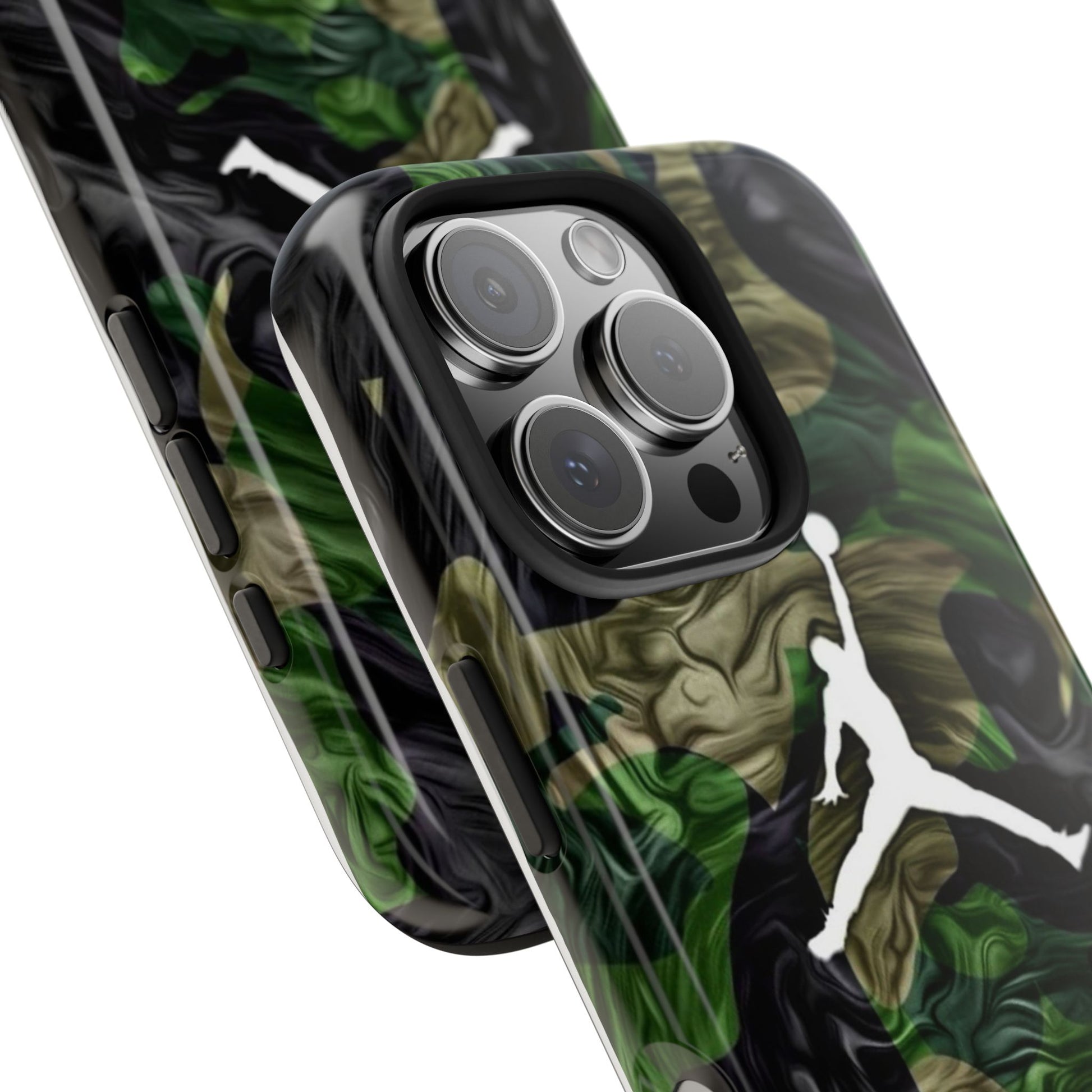 Green camouflage Jumpman Theme Phone Cases for Iphones & Samsung Phones