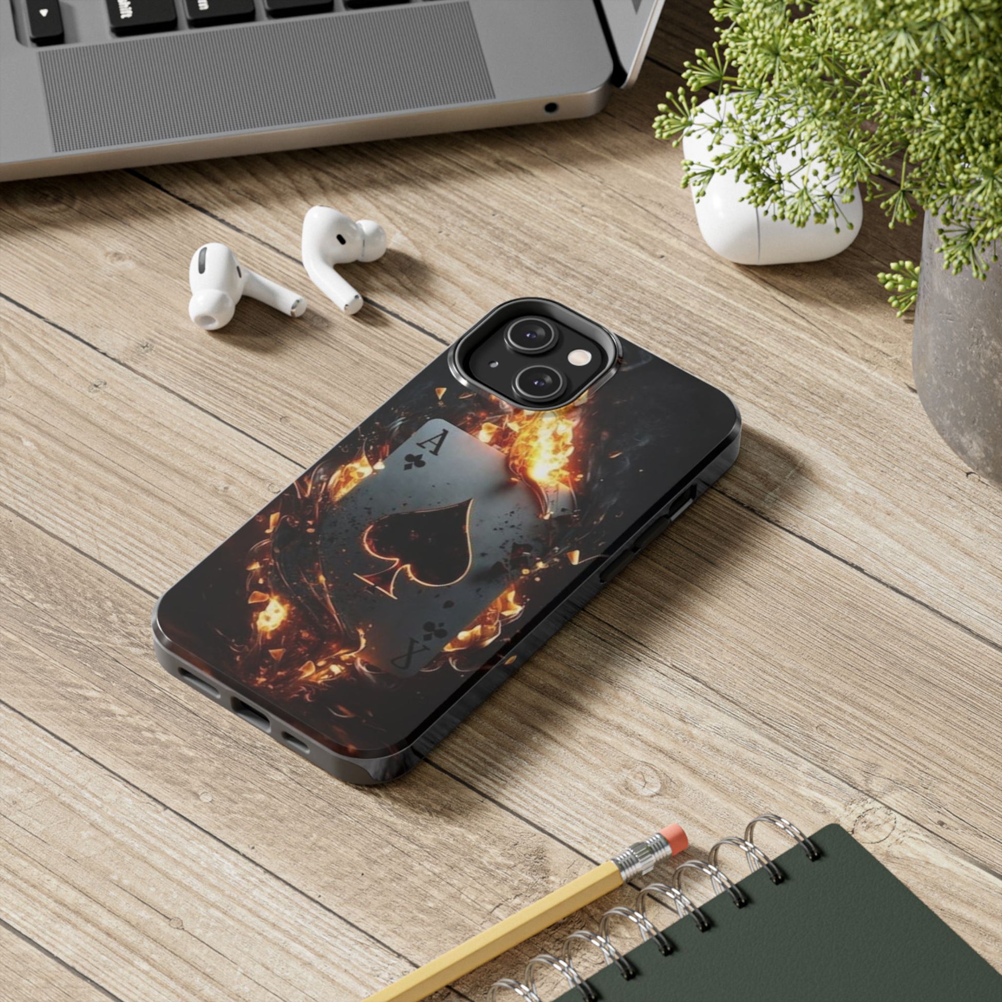 Flaming Ace Card Casino Themed Phone Cases for Iphones & Samsung Phones