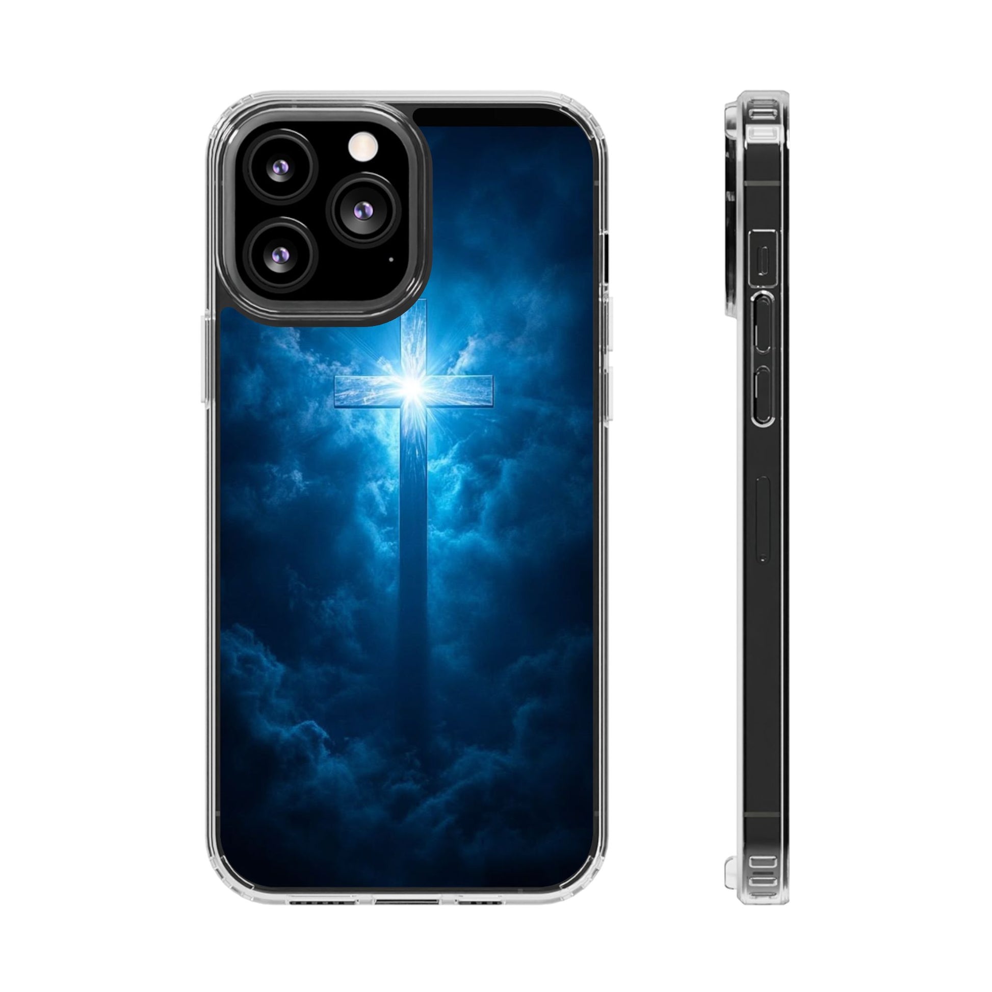 Religious Phone Case, Christian Cross in Clouds Art, Phone Accessories, Samsung