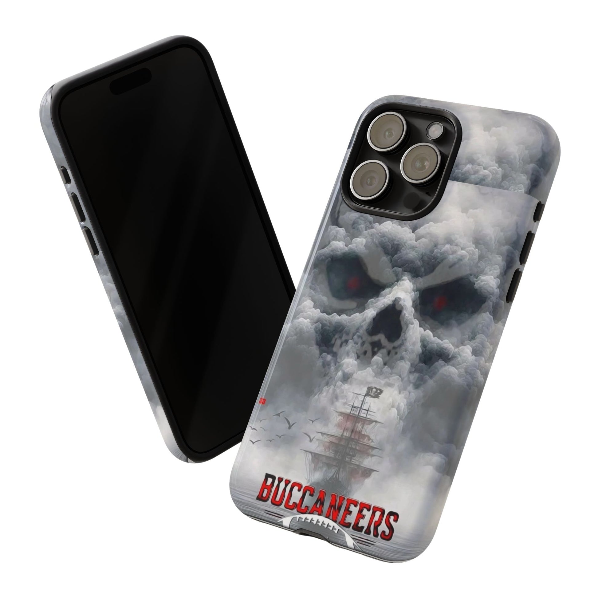 Skull Pirate Ship Football Buccaneers Tough Cases for iPhones, Samsung, and Pixel