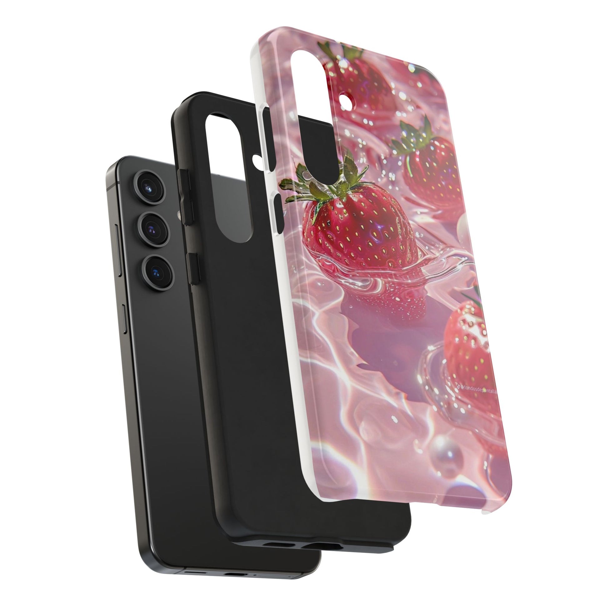 Floating Strawberries Themed Tough Phone Cases for Iphones & Samsung Phones