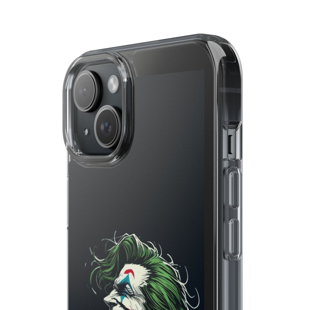 Phone Case, Comic book Inspired Design Joker Laughing, Clear Phone Cover