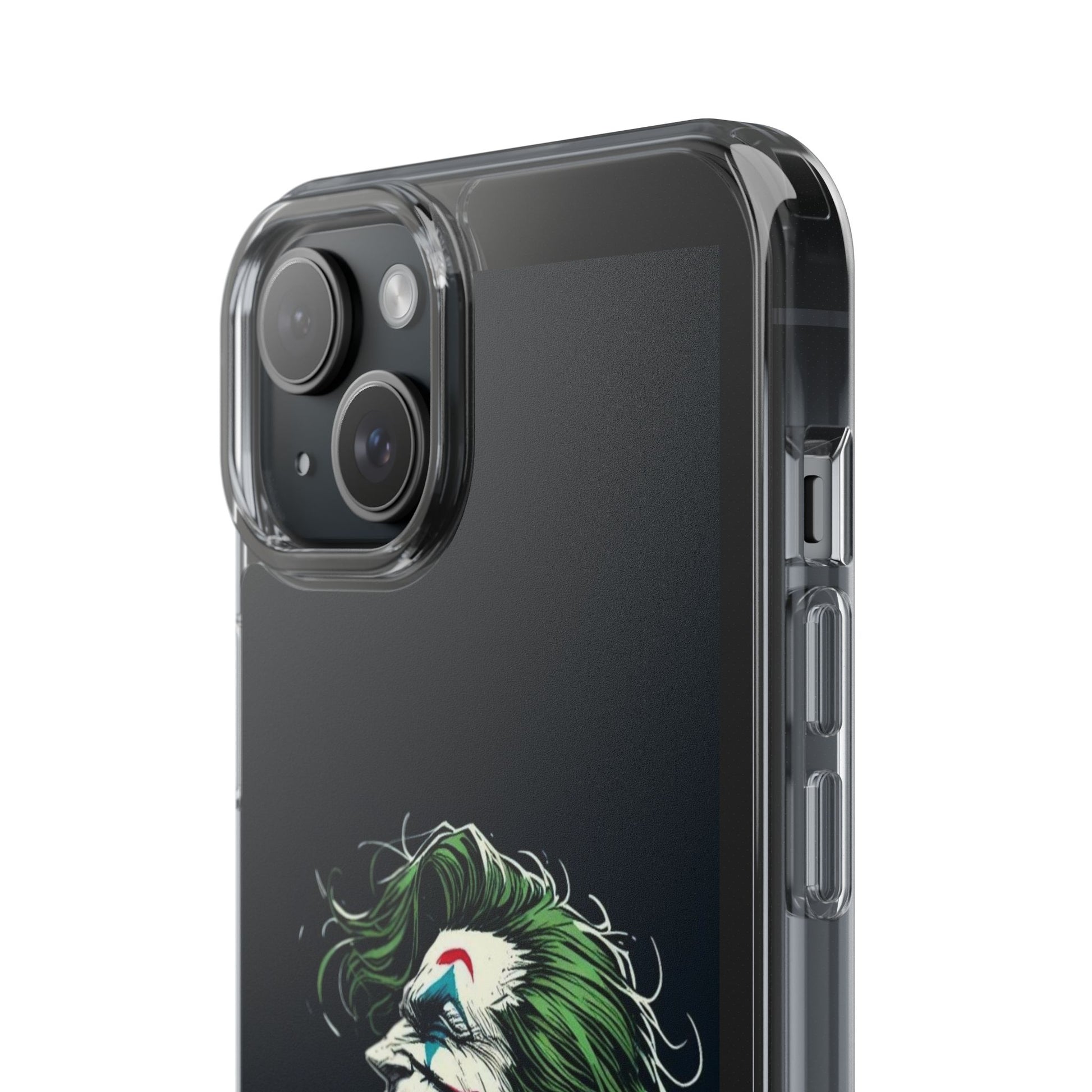 Phone Case, Comic book Inspired Design Joker Laughing, Clear Phone Cover