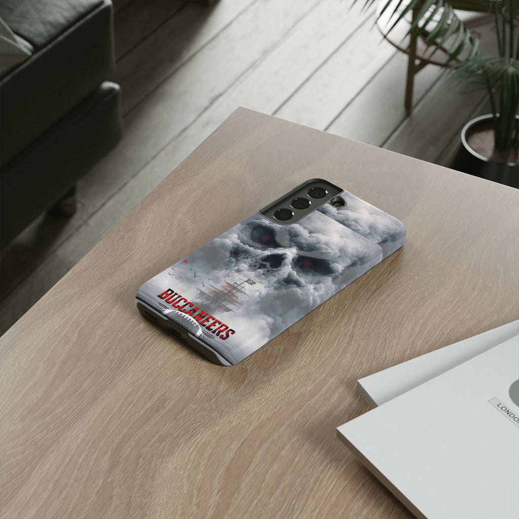 Skull Pirate Ship Football Buccaneers Tough Cases for iPhones, Samsung, and Pixel