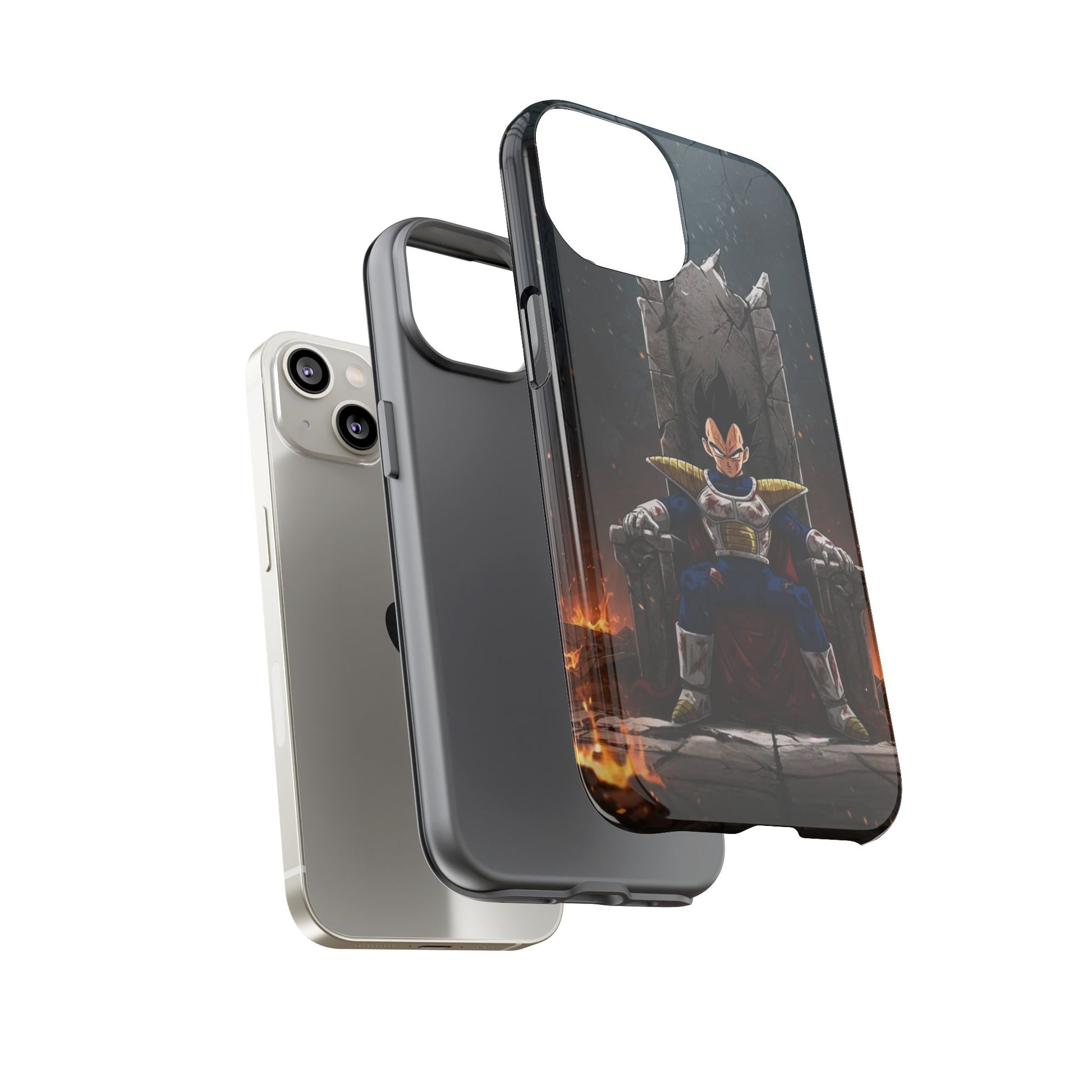 Vegeta on Throne DBZ Theme Tough Cases for iPhones, Samsung, and Pixel