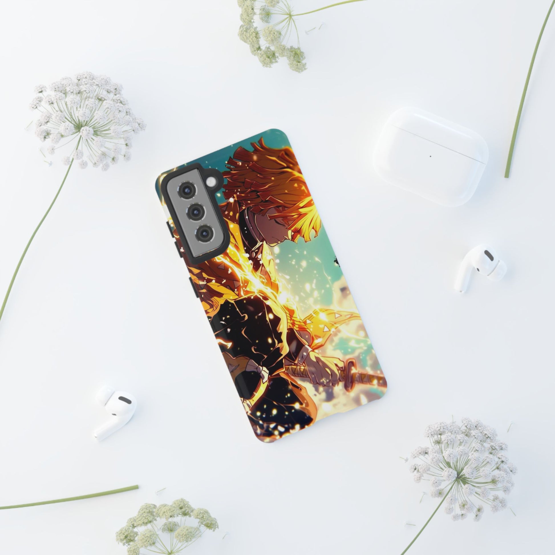 Demon Slayer Zenitsu Anime Theme Phone Case, Tough Cases for iPhones, Samsung, and Pixel