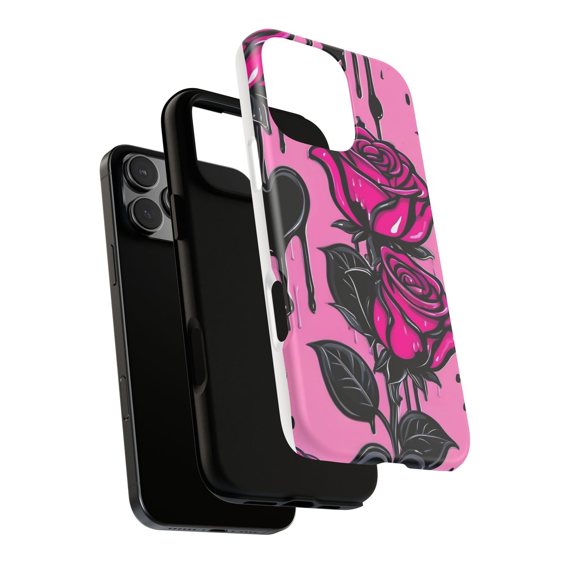 Pink Rose Tough Girly Cases for iPhones, Samsung, and Pixel
