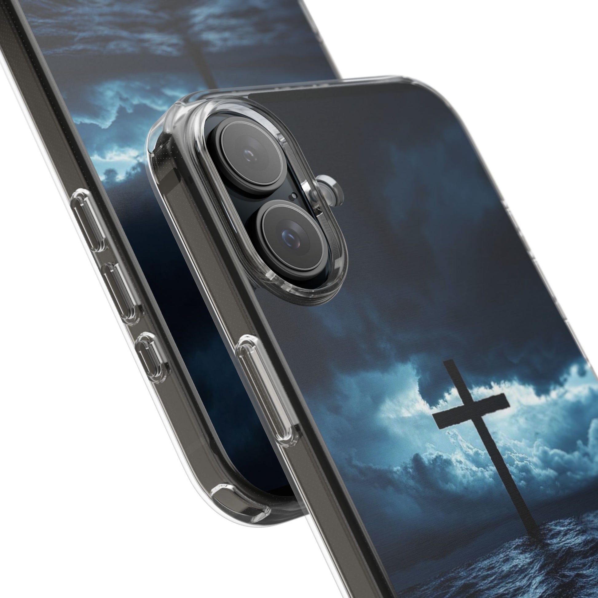 Christian Cross Storm Clear Case - Religious iPhone Samsung Cover, Faith Phone