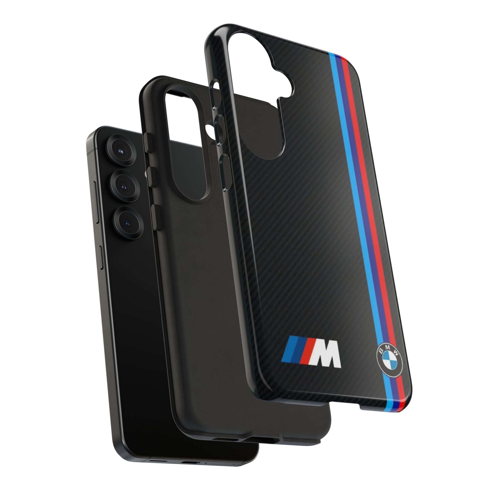 BMW M Stripes Carbon Fiber Design Tough Cases for iPhones, Samsung, and Pixel