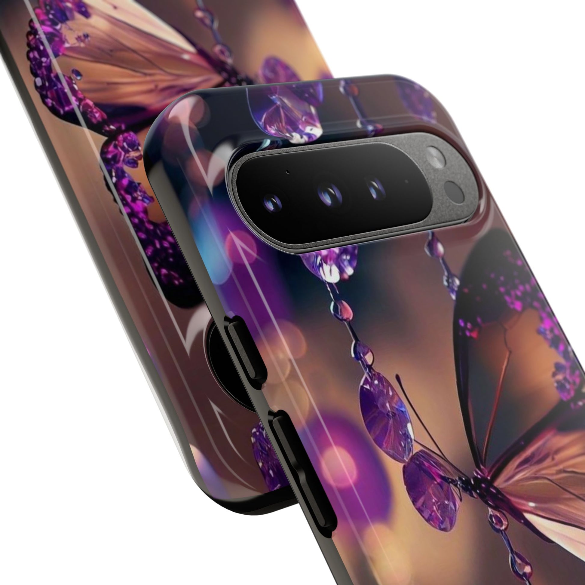Purple Butterfly Tough Cases for iPhones, Samsung, and Pixel