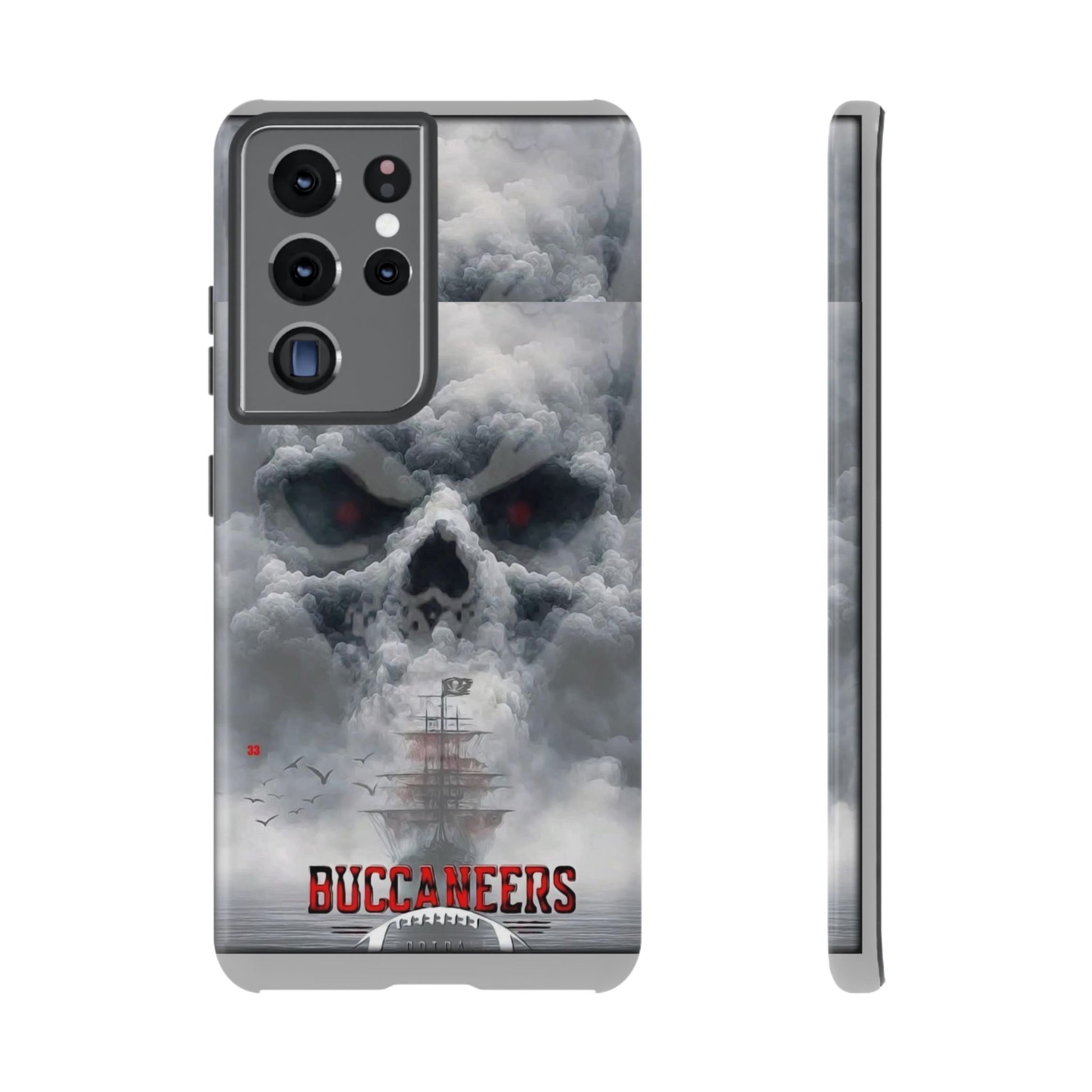 Skull Pirate Ship Football Buccaneers Tough Cases for iPhones, Samsung, and Pixel