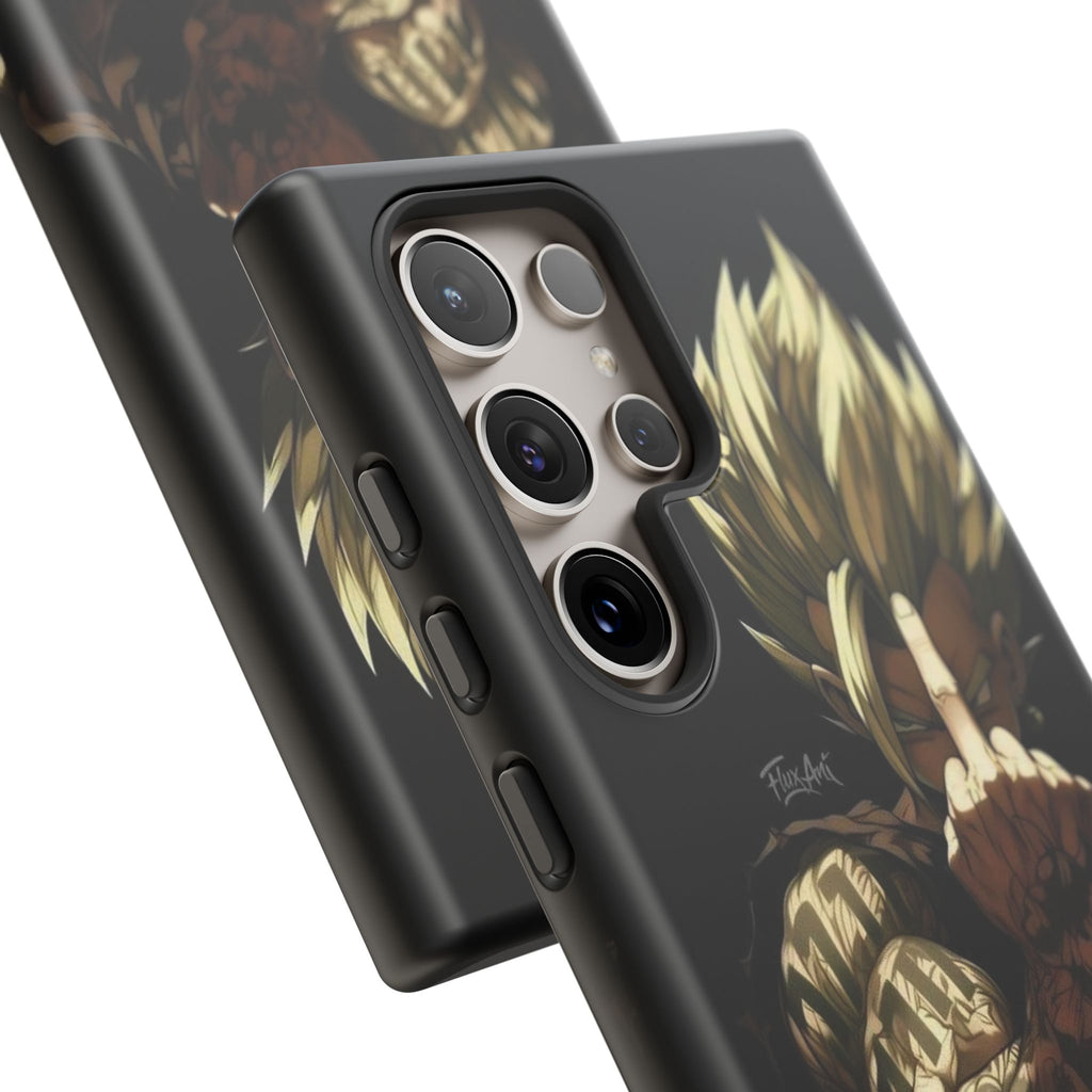 Middle Finger SS Goku Dragon Ball Z Tough Cases for iPhones, Samsung, and Pixel