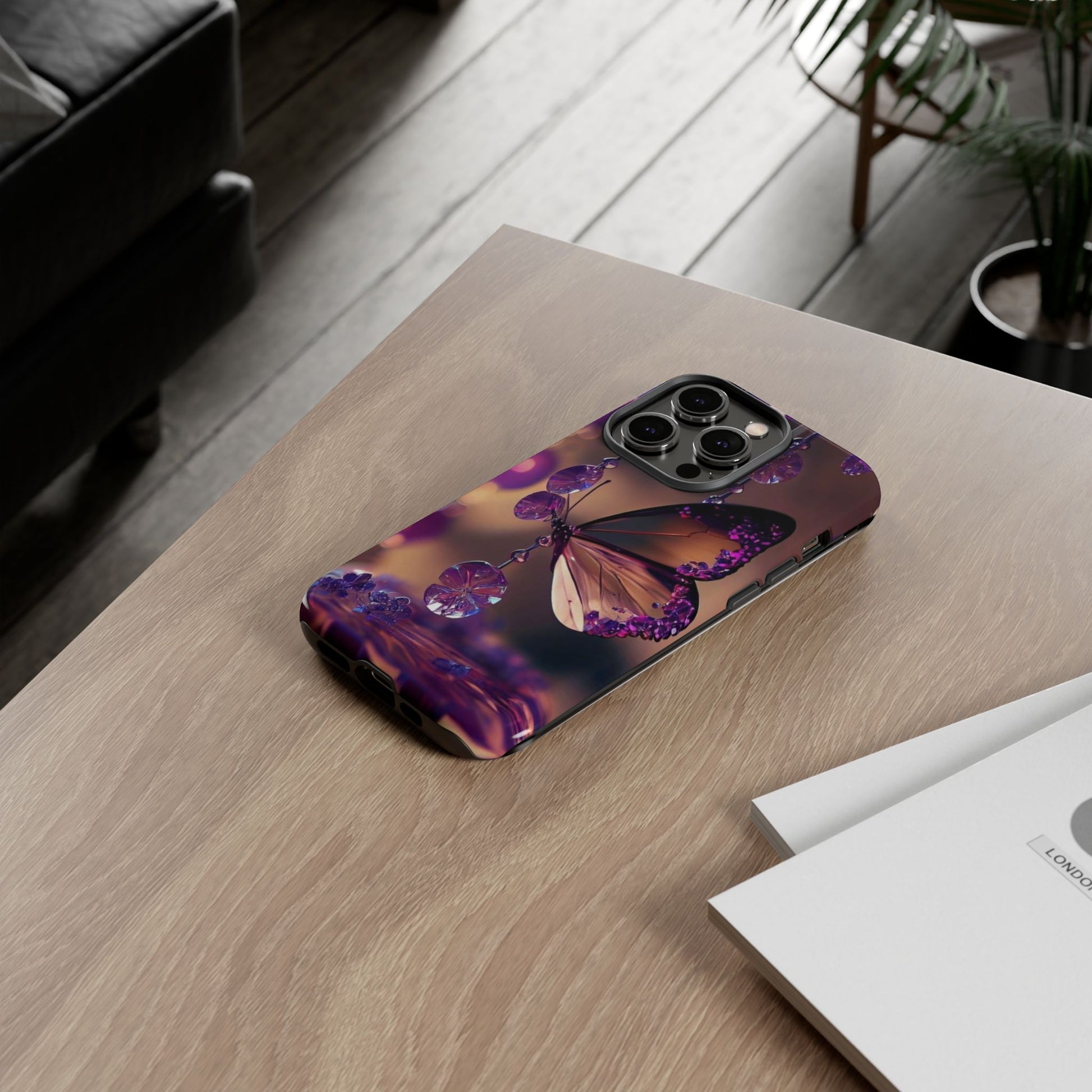 Purple Butterfly Tough Cases for iPhones, Samsung, and Pixel