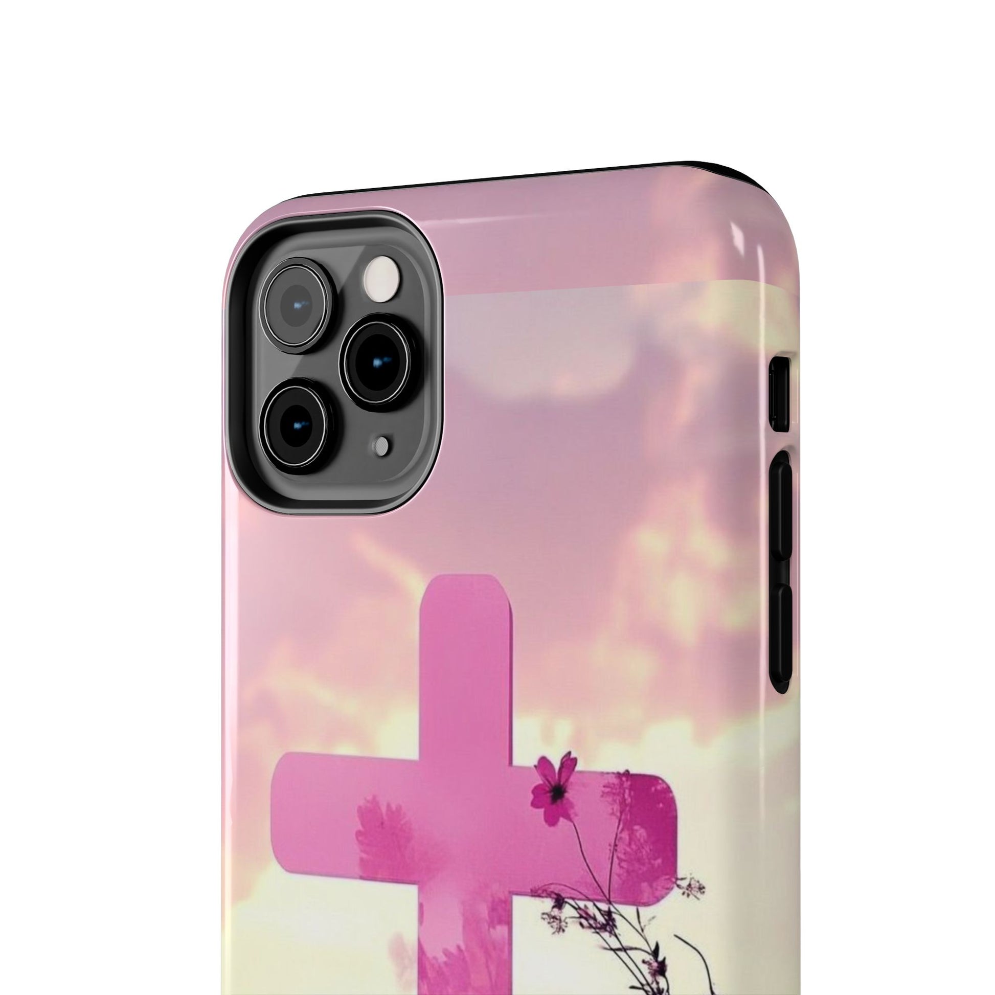 Pink Cross in Field Christian Theme Phone Cases for iPhones & Samsung Phones